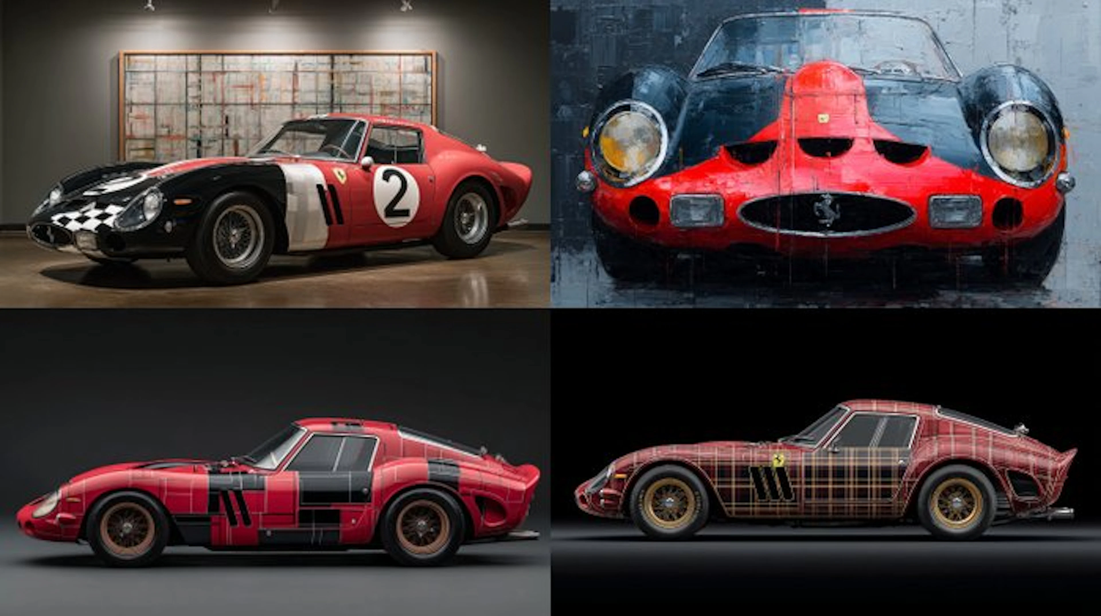 CREATIVE_HUB - SET of 4 Vintage Ferrari 250 gto in Piet...