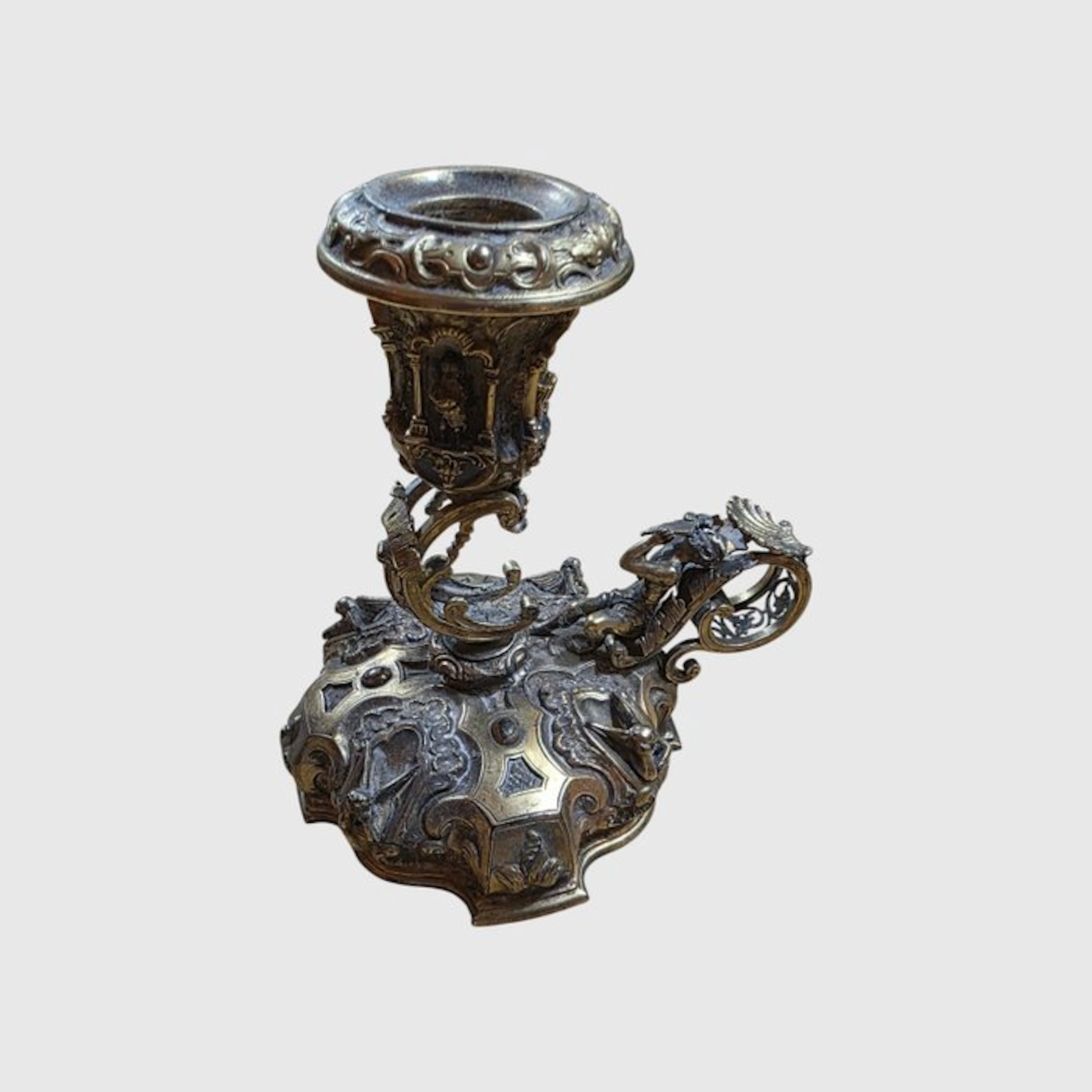 Candlestick - Patinated bronze - Bugia Nogotico