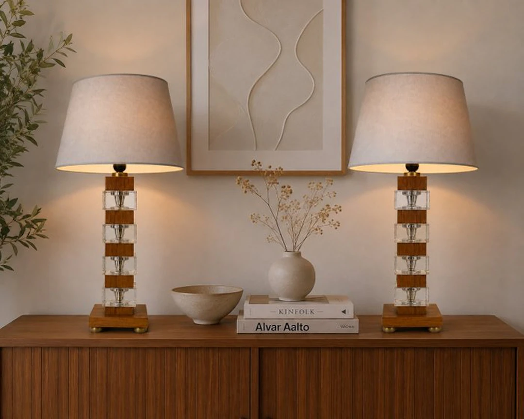 Ateljé Glas & Trä - Table lamp - Glass and Teak