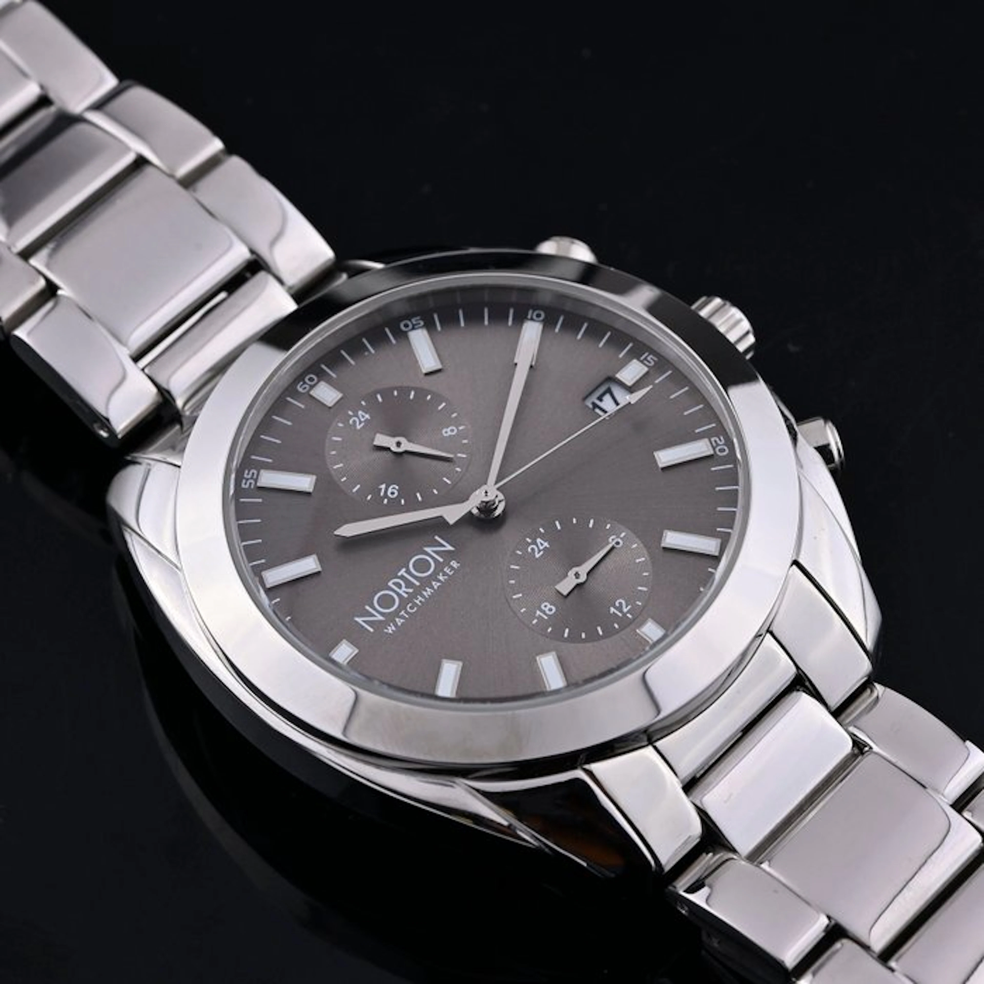 Norton - Silver Voyager GMT - Multifunzione - Solid Band...