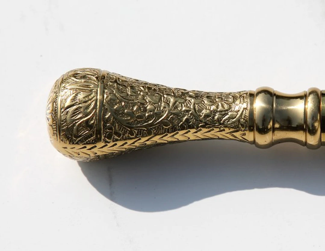 Walking stick - gold drop - metal wood