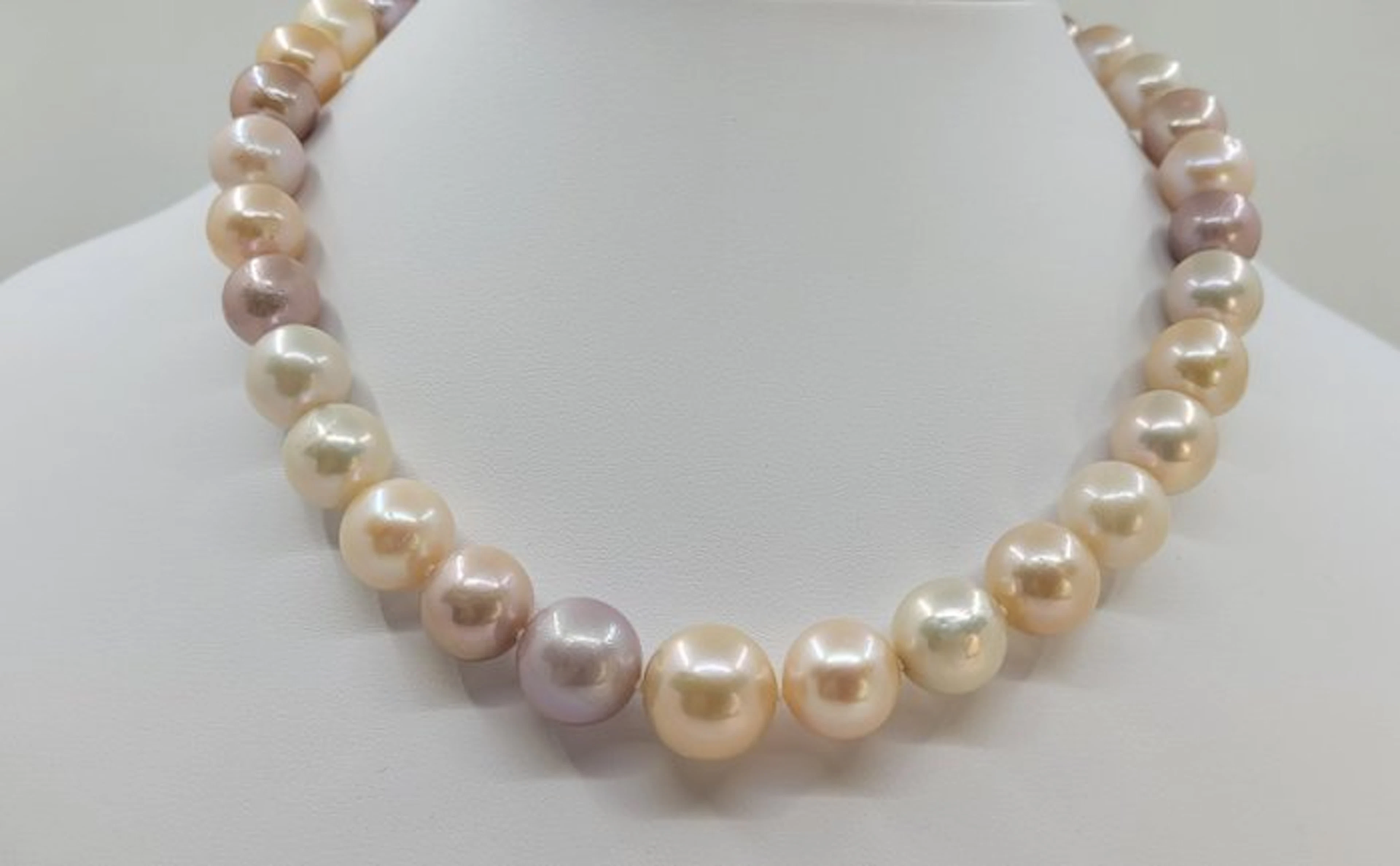 No reserve price - Necklace 12x15mm Round Multi Pink Edison Pearls