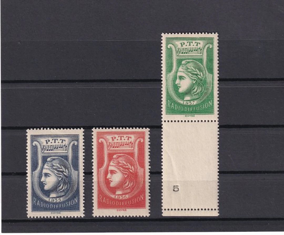 France 1935/1937 - hinge-free and complete, broadcasting tax - Yvert n°1/3