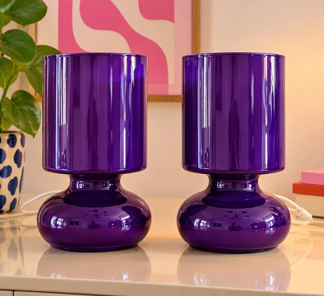 IKEA - IKEA - Table lamp (2) - LYKTA - Glass - IKEA LYKTA Purple LAMPS