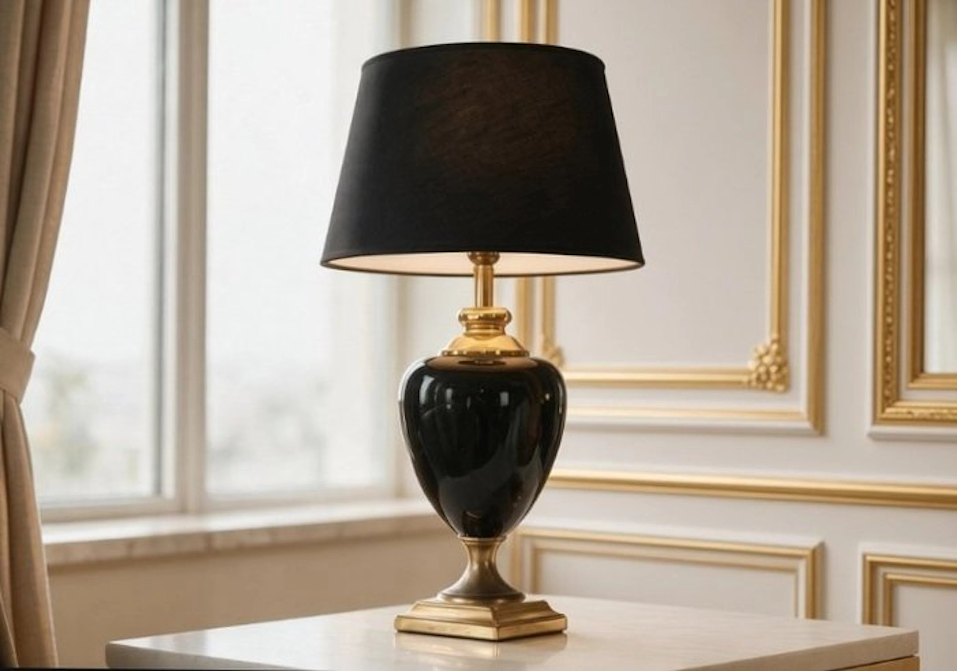 Le Dauphin - Lamp - Ancemont Model - Ceramic, Brass, golden metal