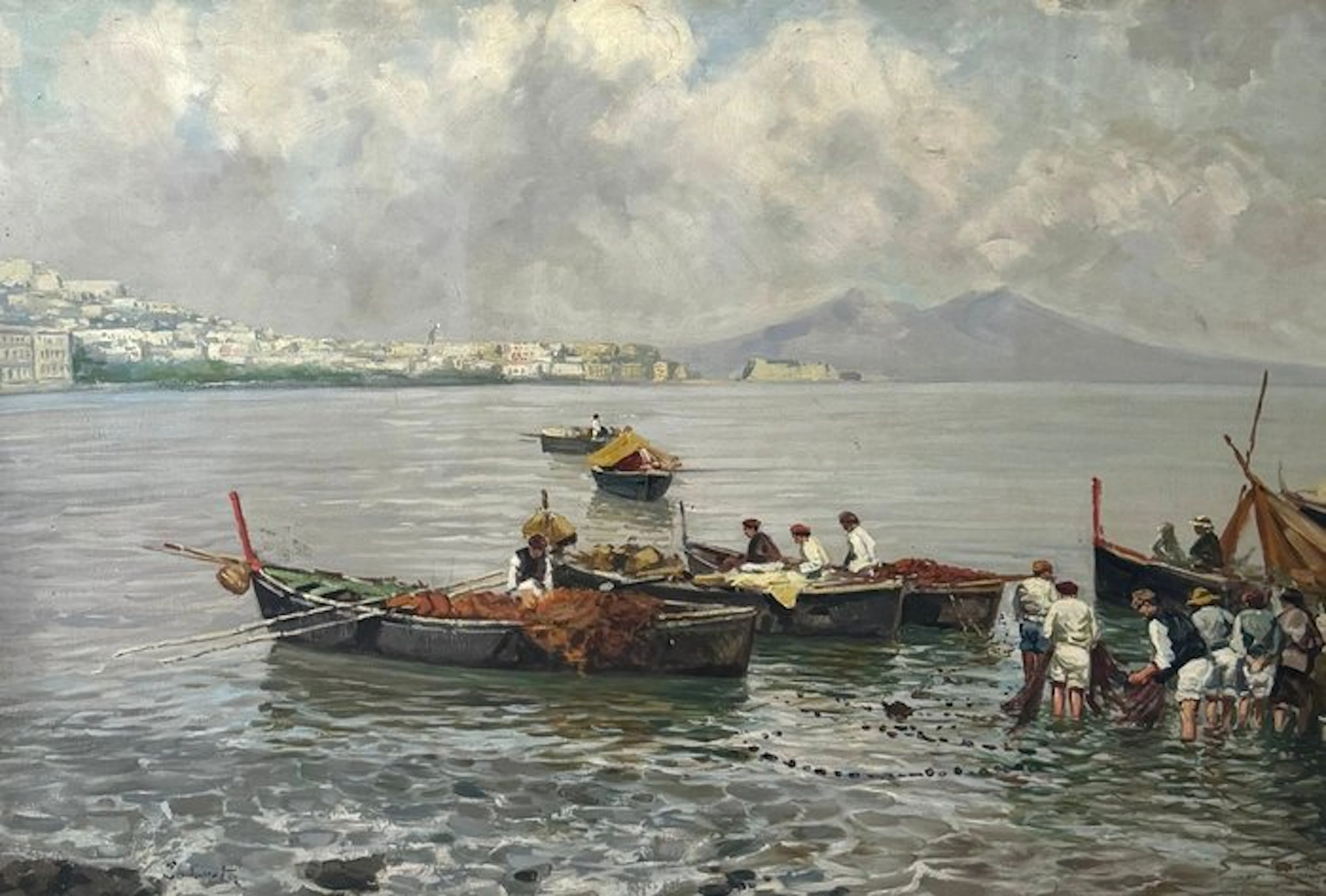 Scuola italiana (XIX-XX) - Veduta Napoletana - XL format