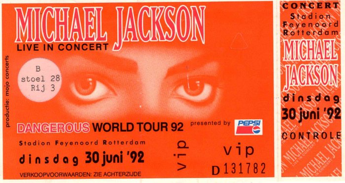 Michael Jackson - VIP Concert Ticket - Dangerous World Tour
