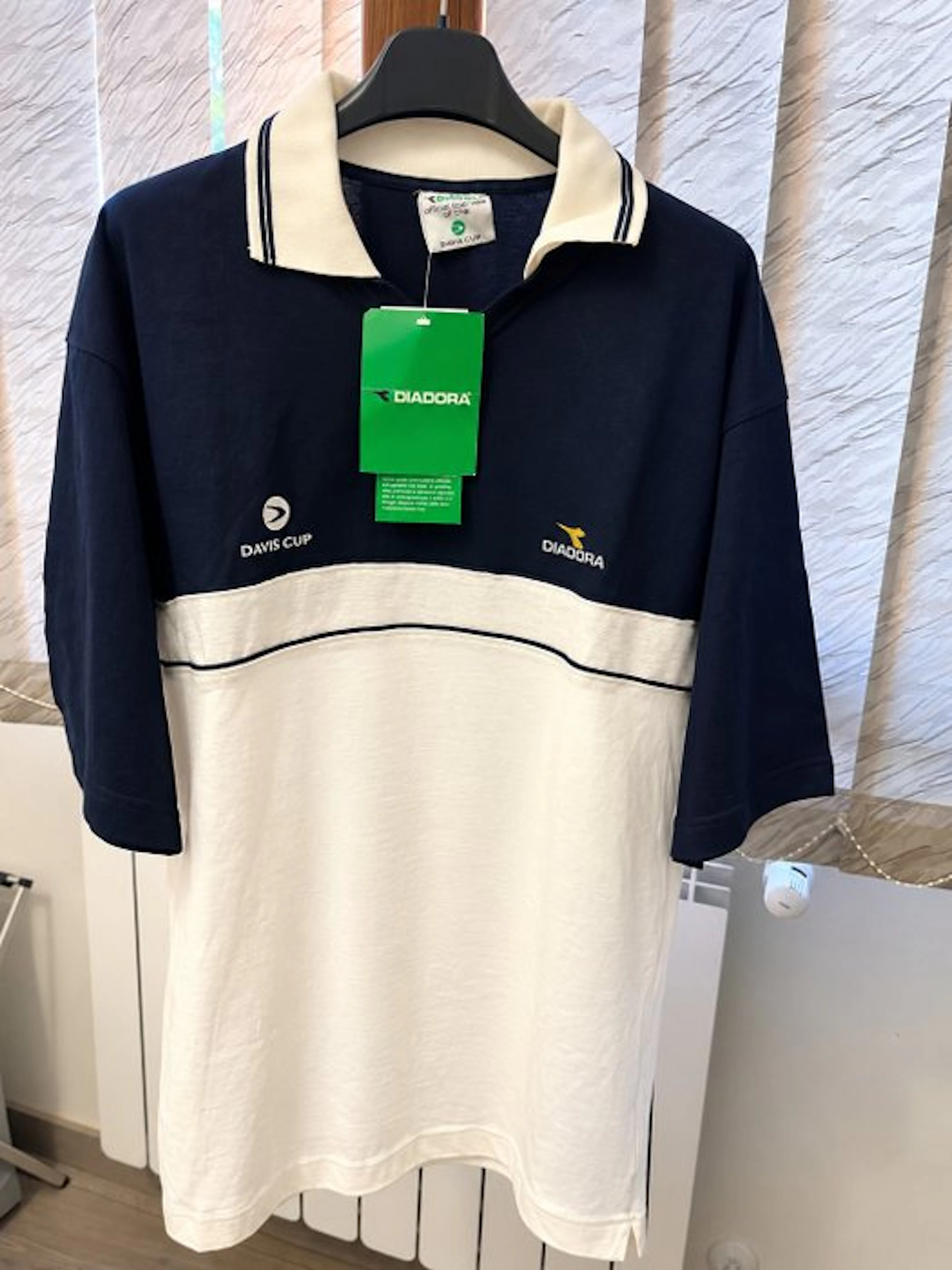 Diadora Davis Cup Vintage 90s Polo Tennis NOS Deadstock M - 1990 - Jersey