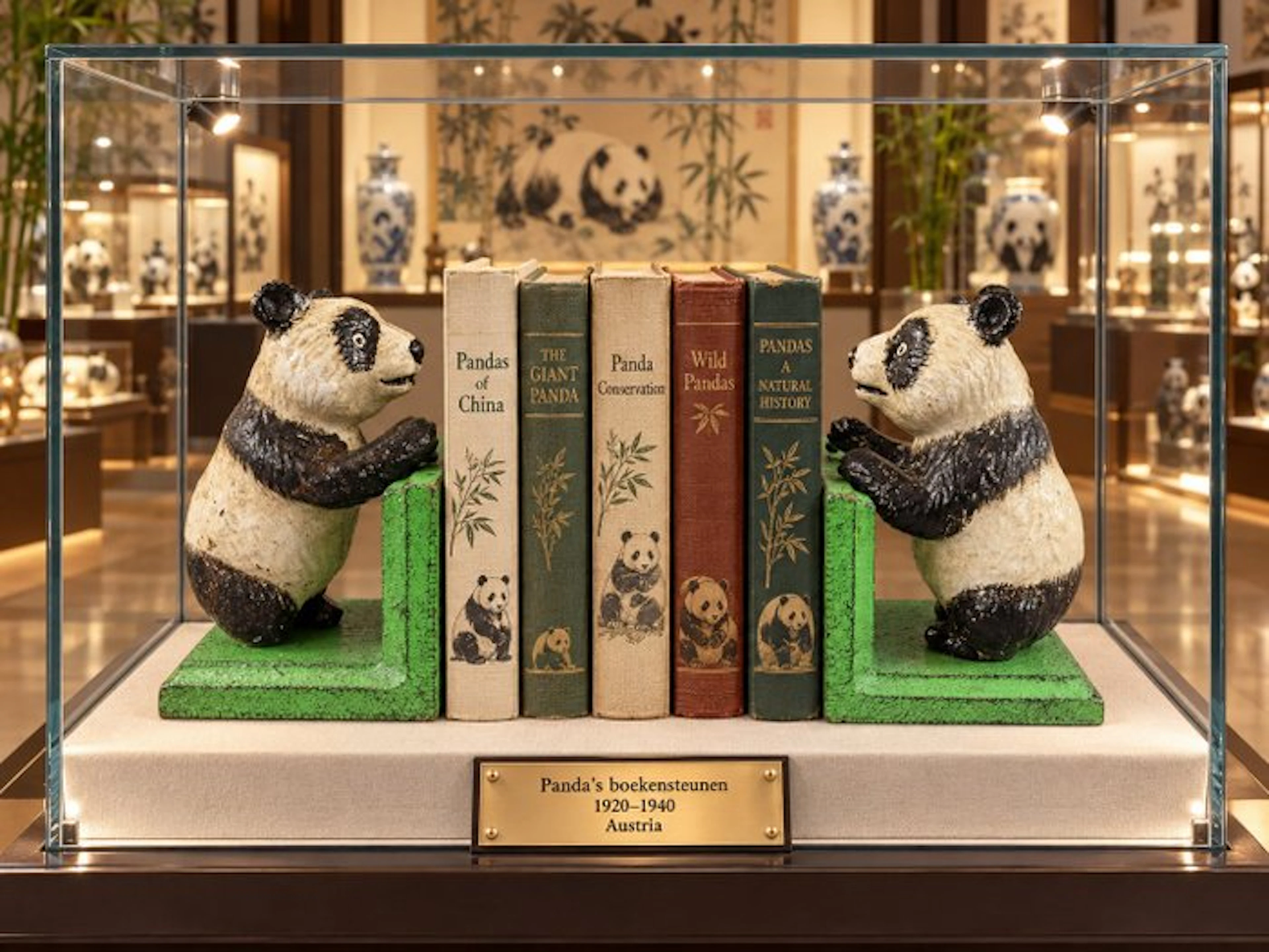 Bookends (2) - ***STANDING PANDA***18cm-Antique 1920 - Cast iron