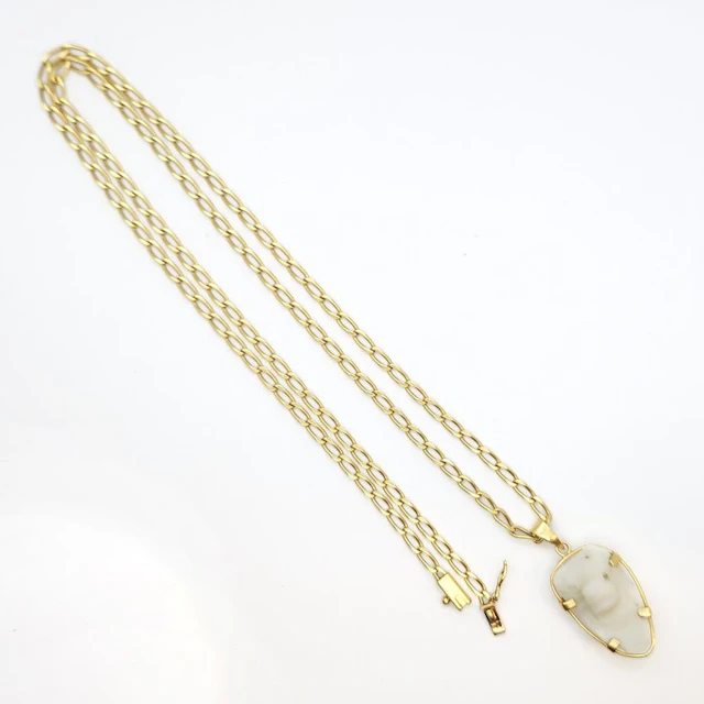Necklace with pendant - 18 kt. Yellow gold - Corvina bone