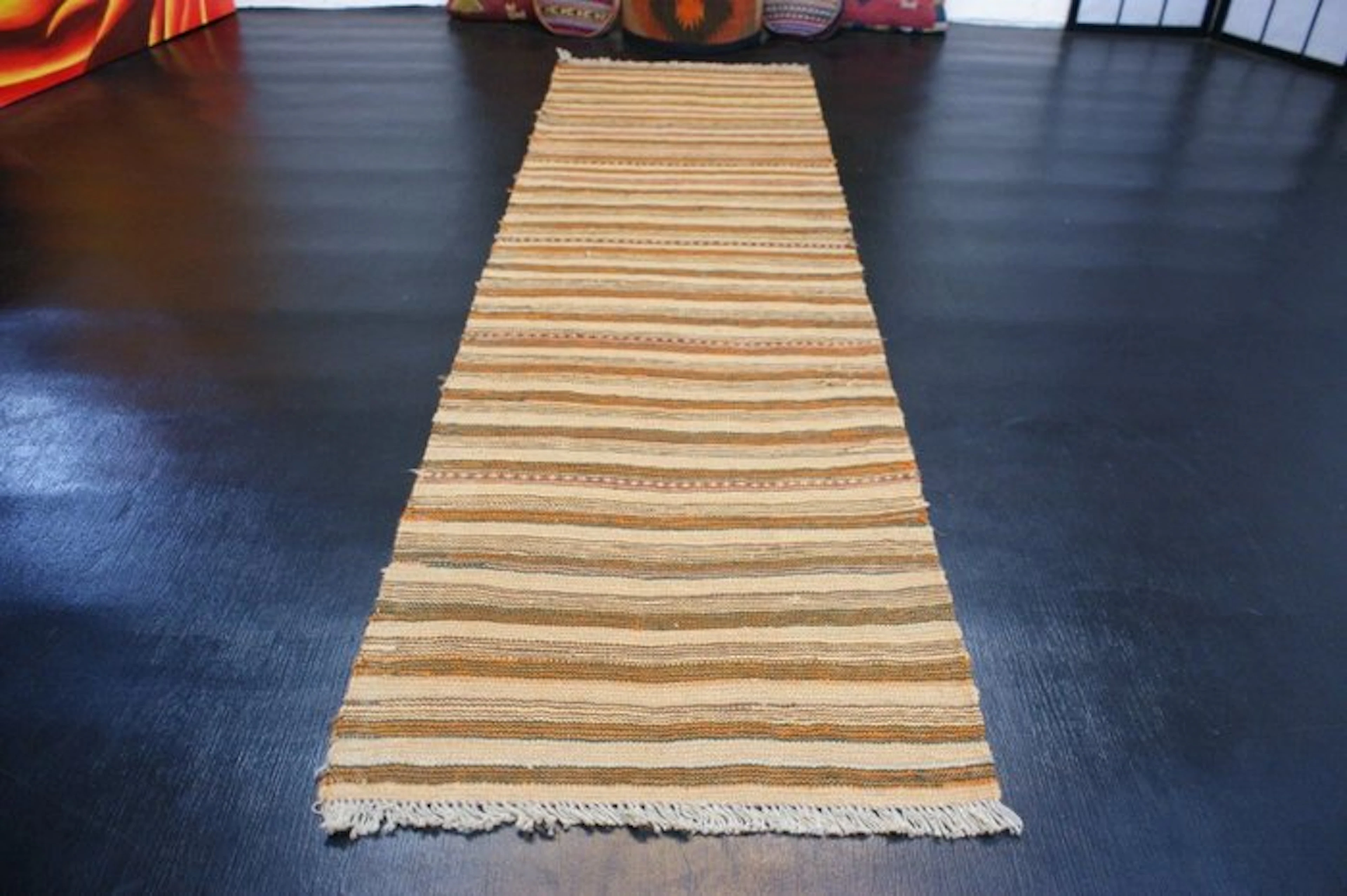 Handwoven Turkish vintage kilim rug runner