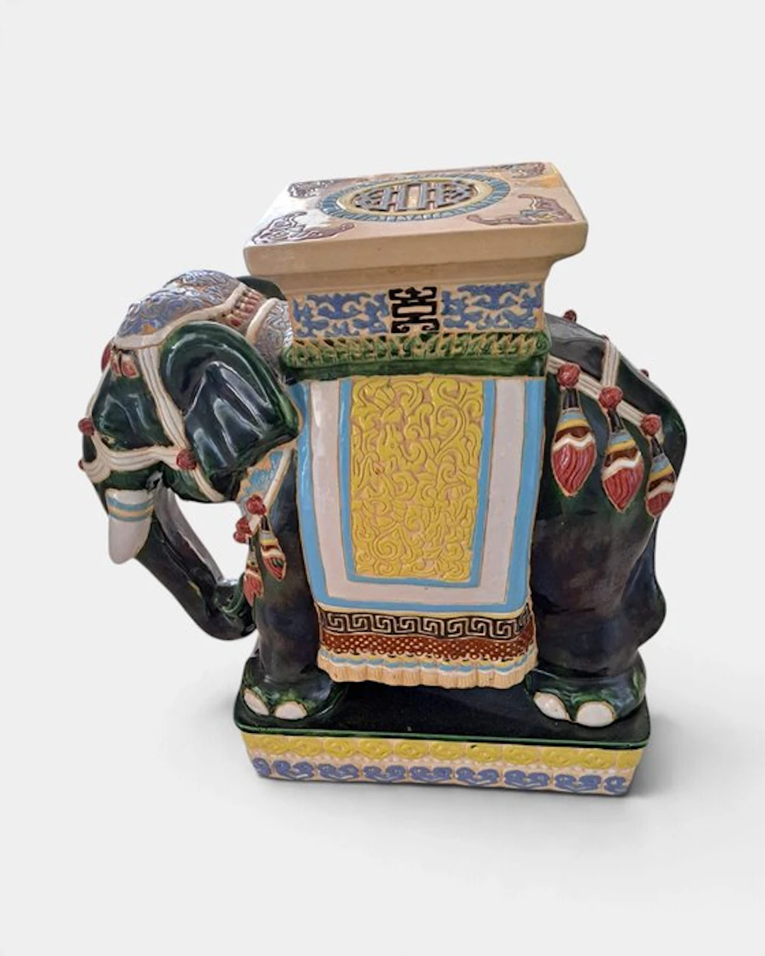 Statue, Elephant support objets deco - 55 cm - Ceramic