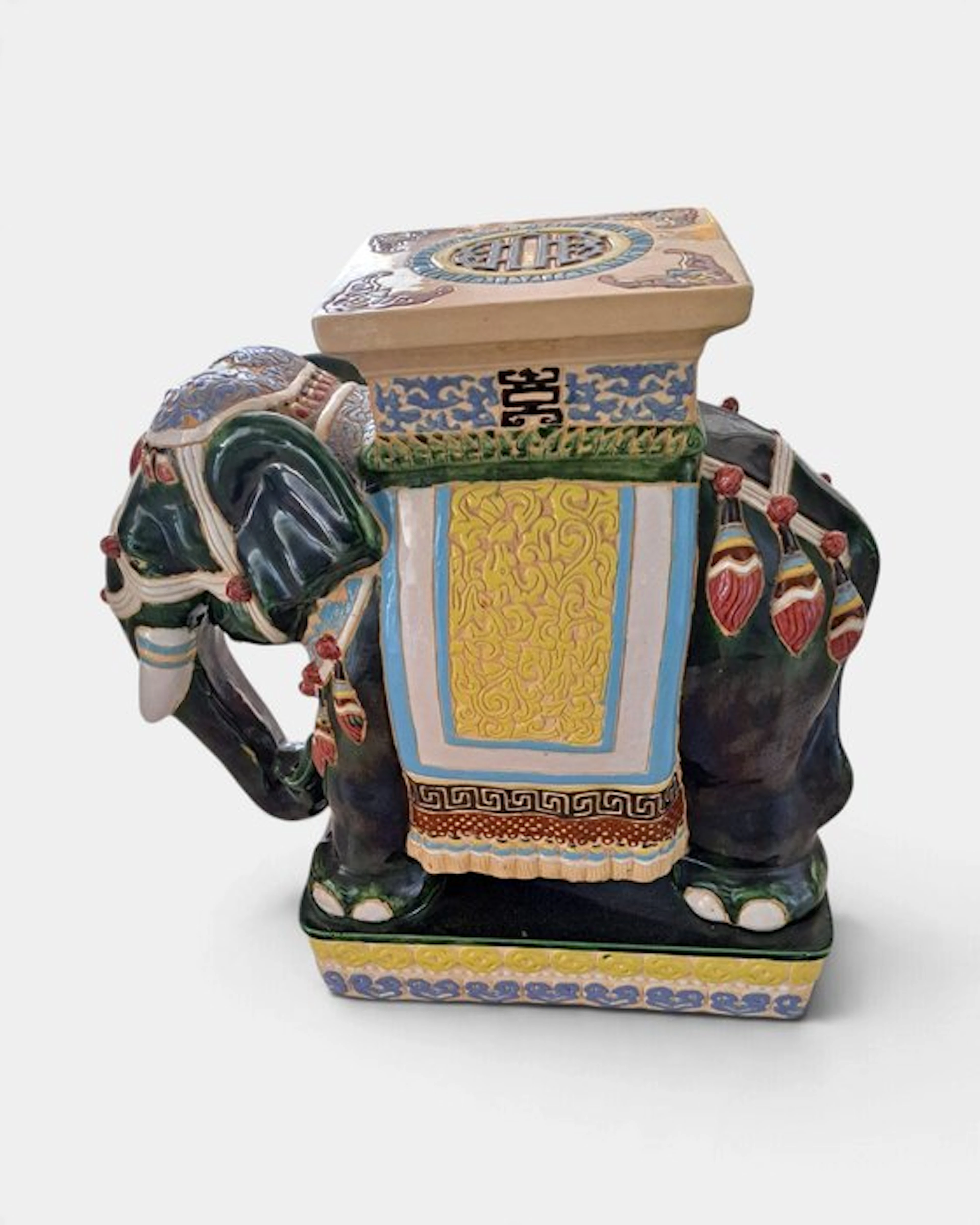 Statue, Elephant support objets deco - 55 cm - Ceramic