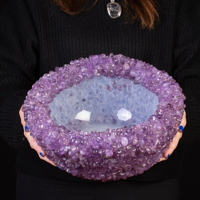 Bowl - Amethyst Crystals Precious Bowl - Really Exclusive - Natural Gems