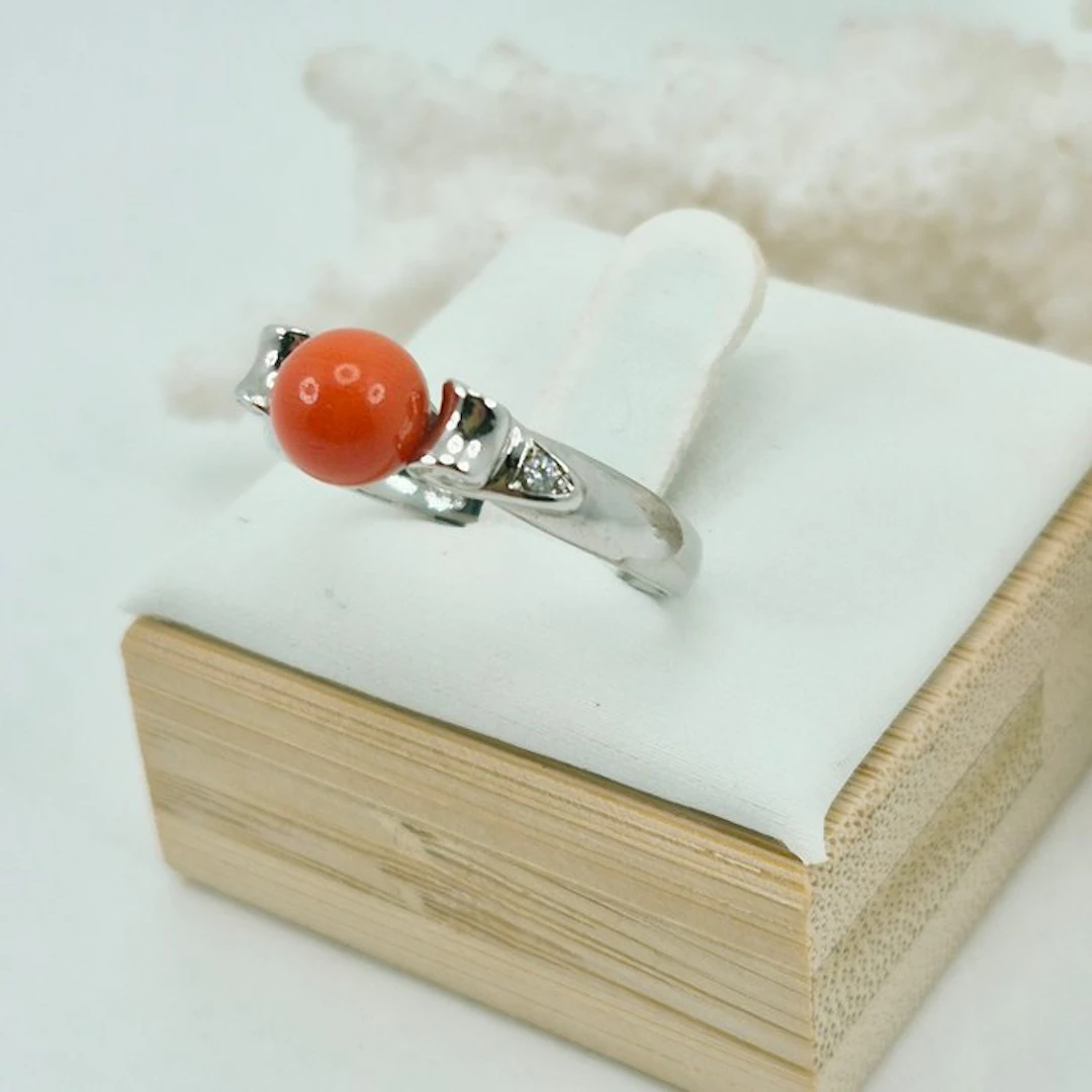 Coral - Silver, No Reserve - Ring - CORALLO MEDITERRANEO