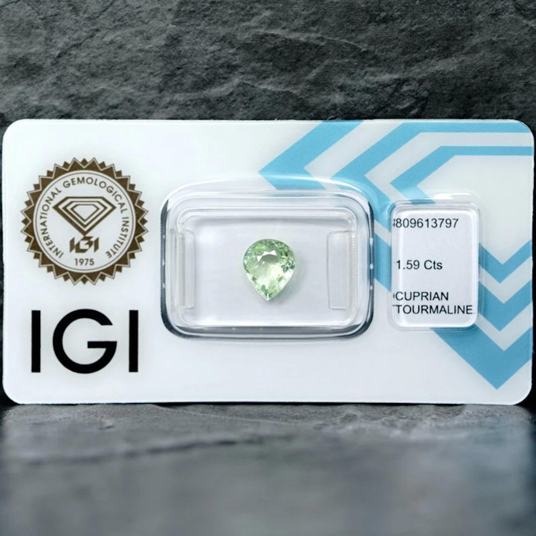 1 pcs Green Tourmaline paraiba - 1.59 ct - International...