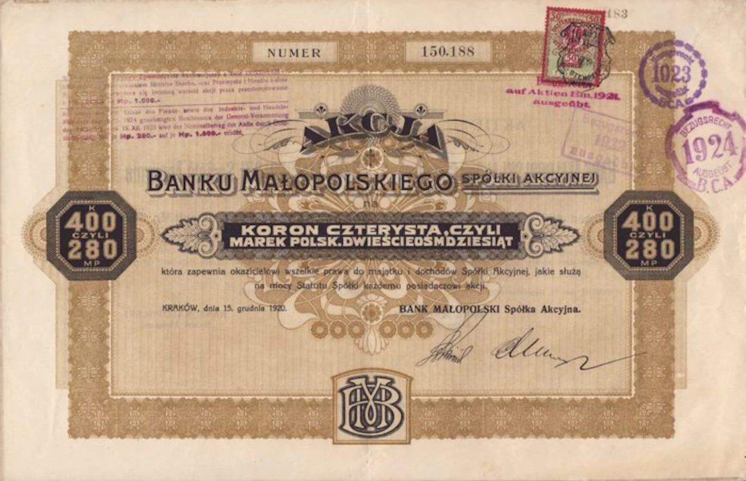 Poland. Malopolski Bank - Krakau 1920 (No reserve price)