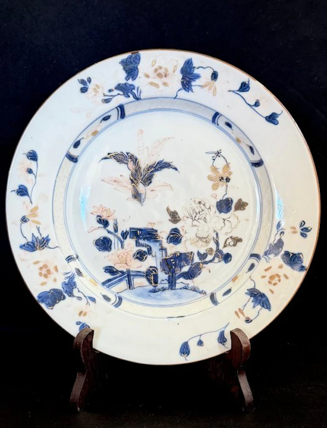 Plate, Nanking cargo with provenance sticker - Porcelain...