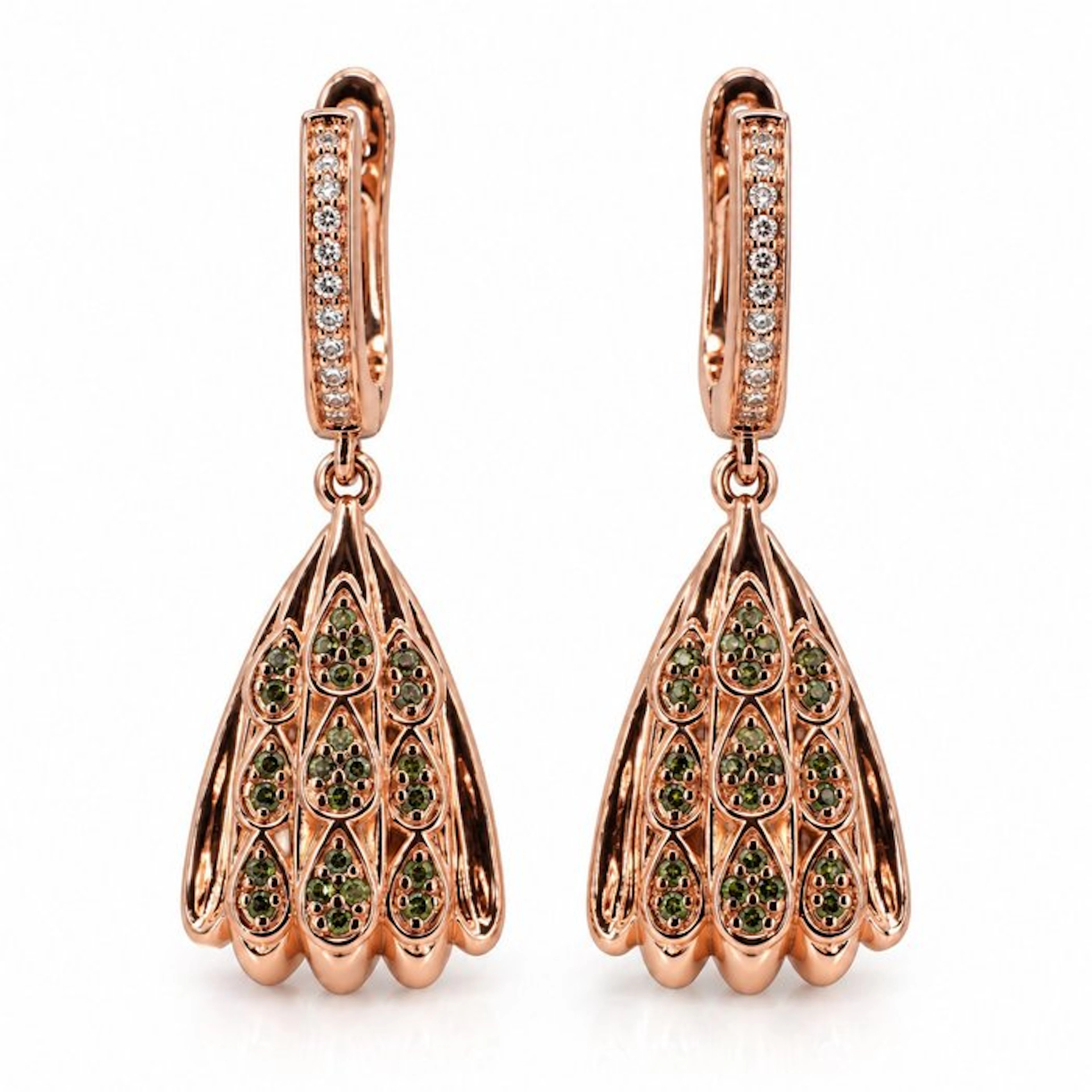 No reserve price - Earrings Gold-plated Tsavorite - Topaz - 18kt Gold Plated