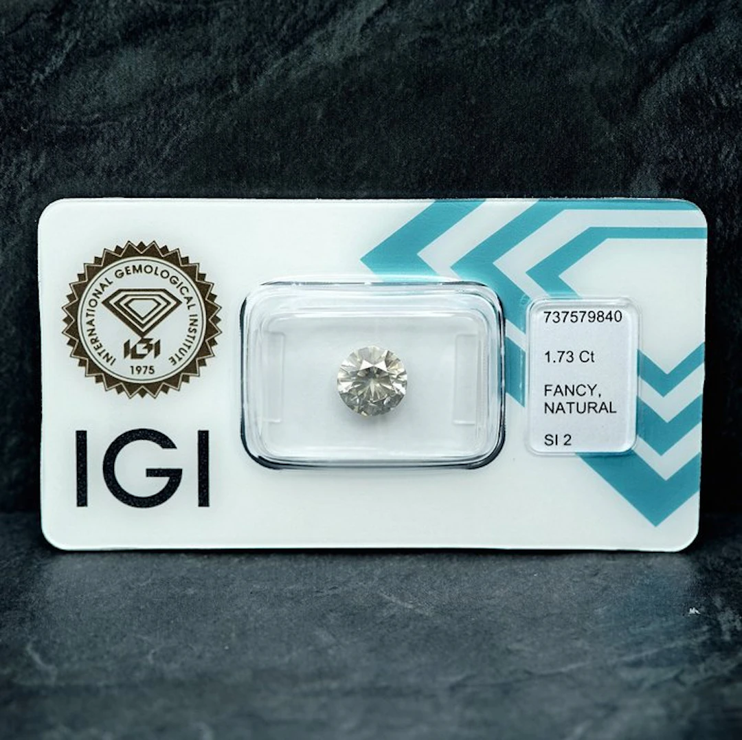 1 pcs Diamond (Natural coloured) - 1.73 ct - Round...