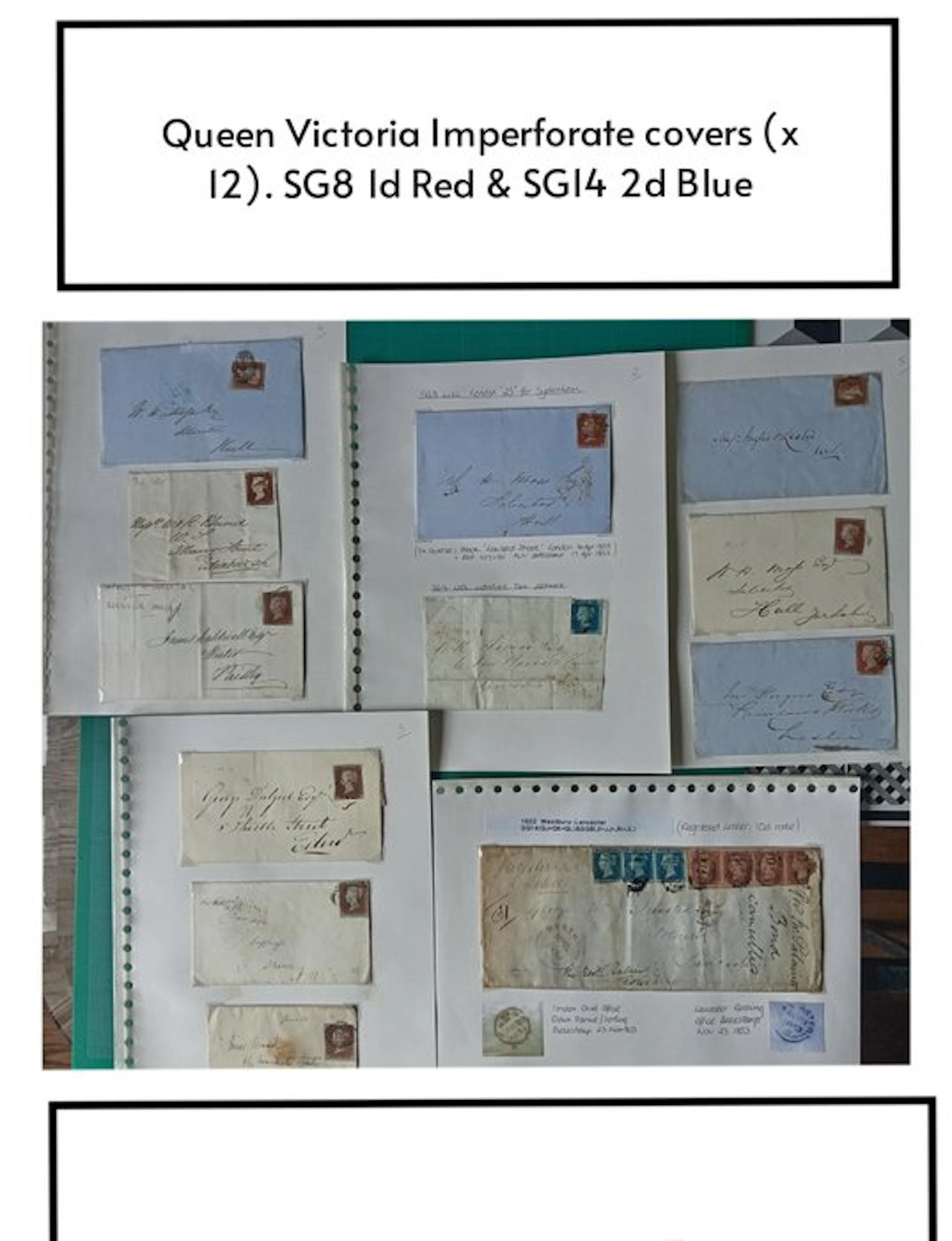 Great Britain - 12 Queen Victoria Imperforate Covers (SG8 & SG14)