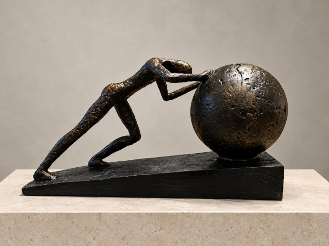 Sculpture, „Heavy Ball“ - Handgemaakt - 21.5 cm - Resin