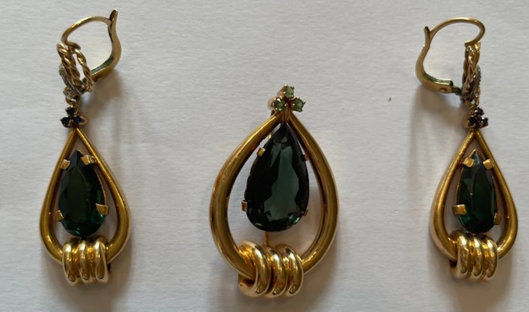 Parure - 18 kt. Yellow gold Tourmaline