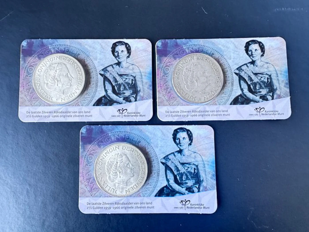 Netherlands. Juliana. 2 1/2 Gulden 1959, 1959, 1960 (No reserve price)