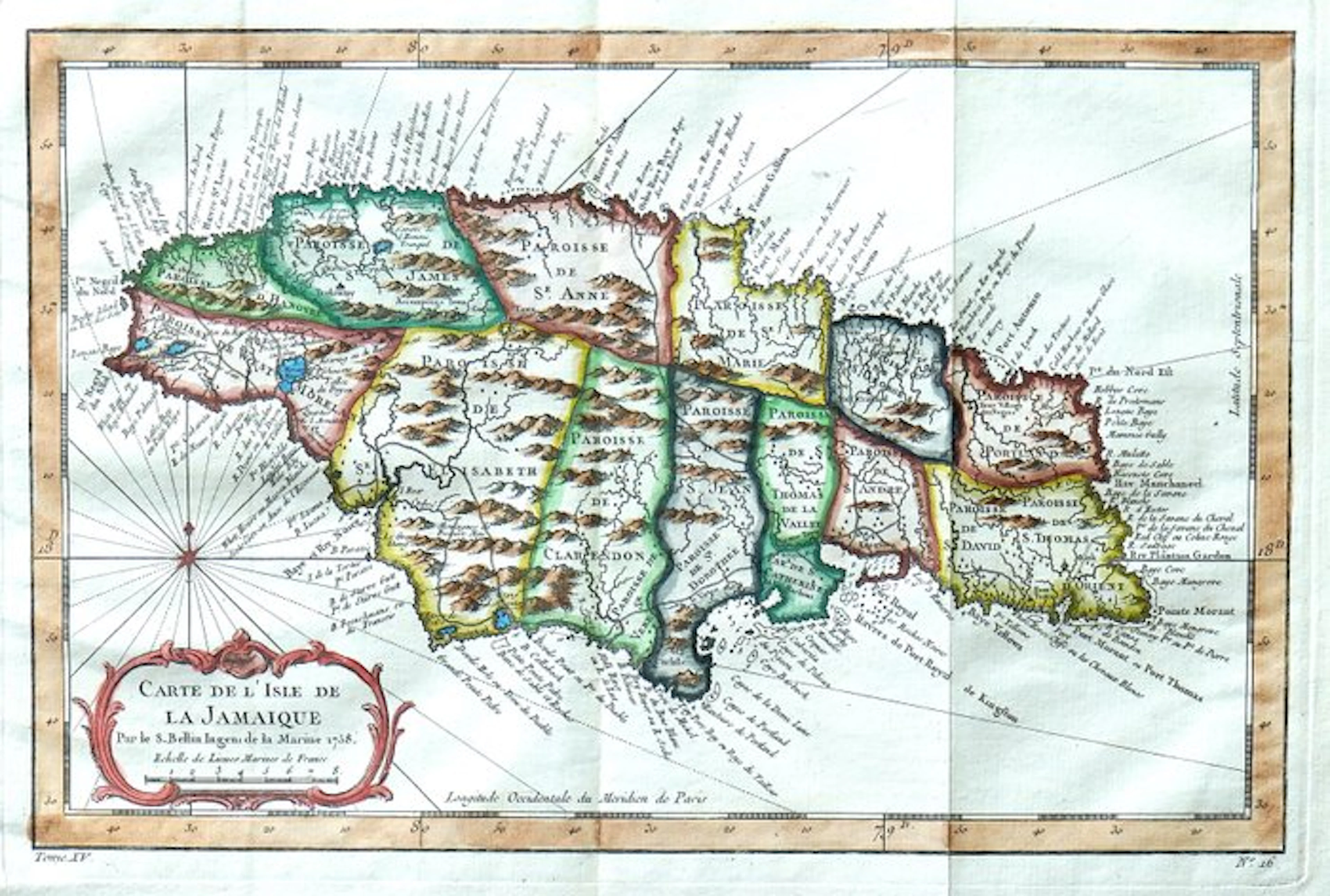 Jamaica - Jamaica; N. Bellin - Carte de l'Isle de la Jamaique - 1751-1760