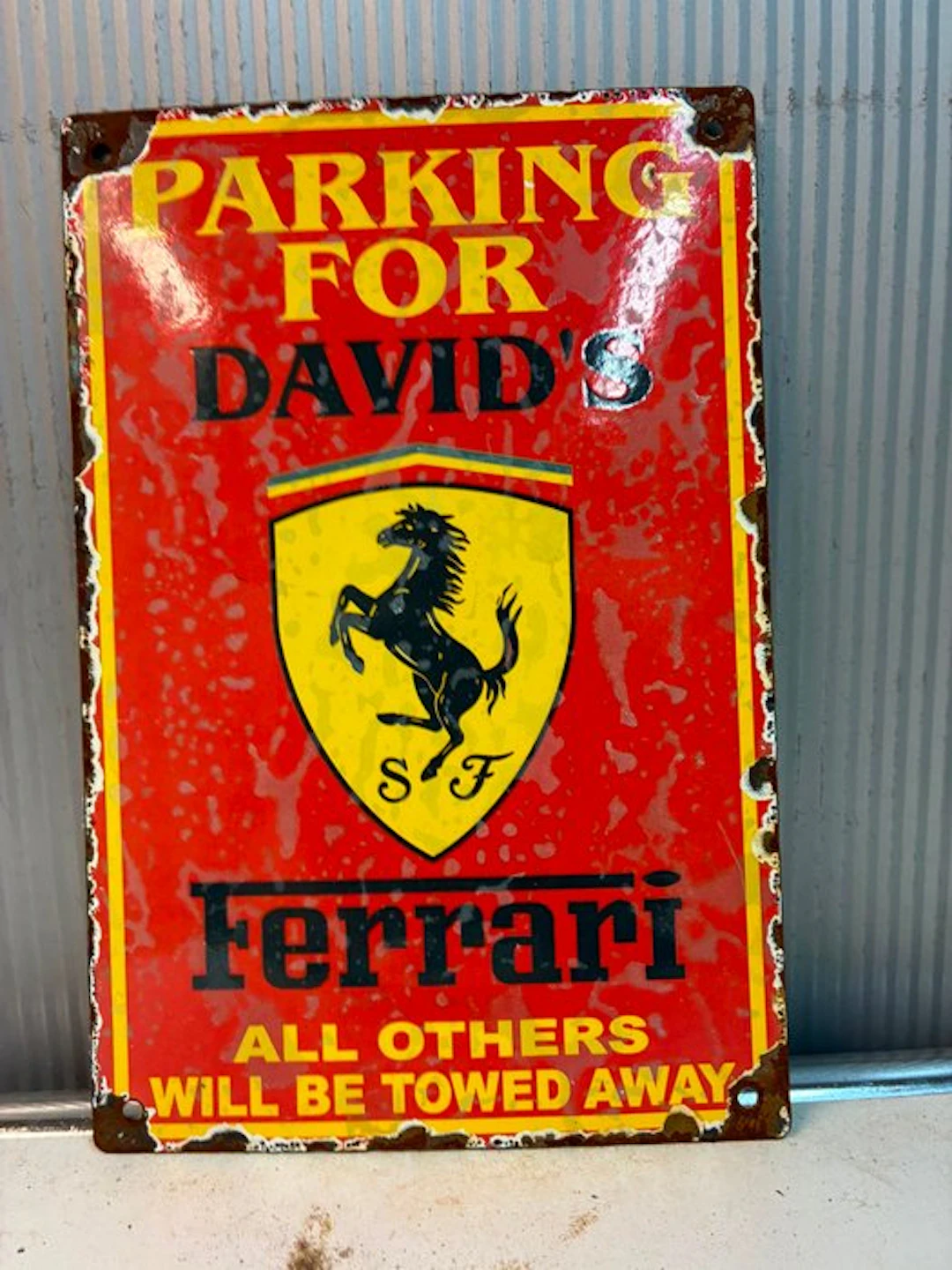 Ferrari – Parking for David’s – Emaille Reclamebord - Enamel sign - Enamel