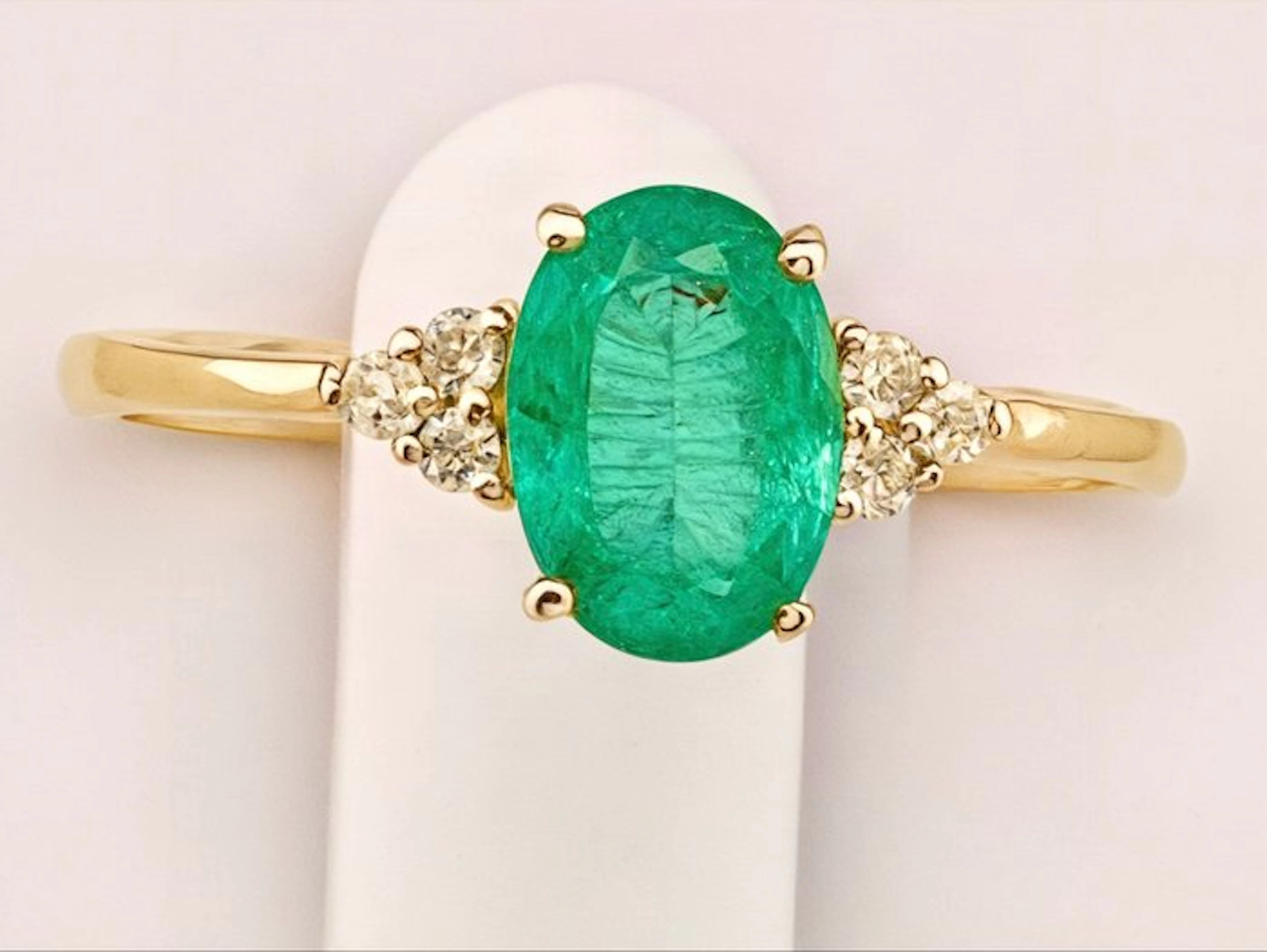 No reserve price - Ring - 14 kt. Yellow gold Emerald - Diamond