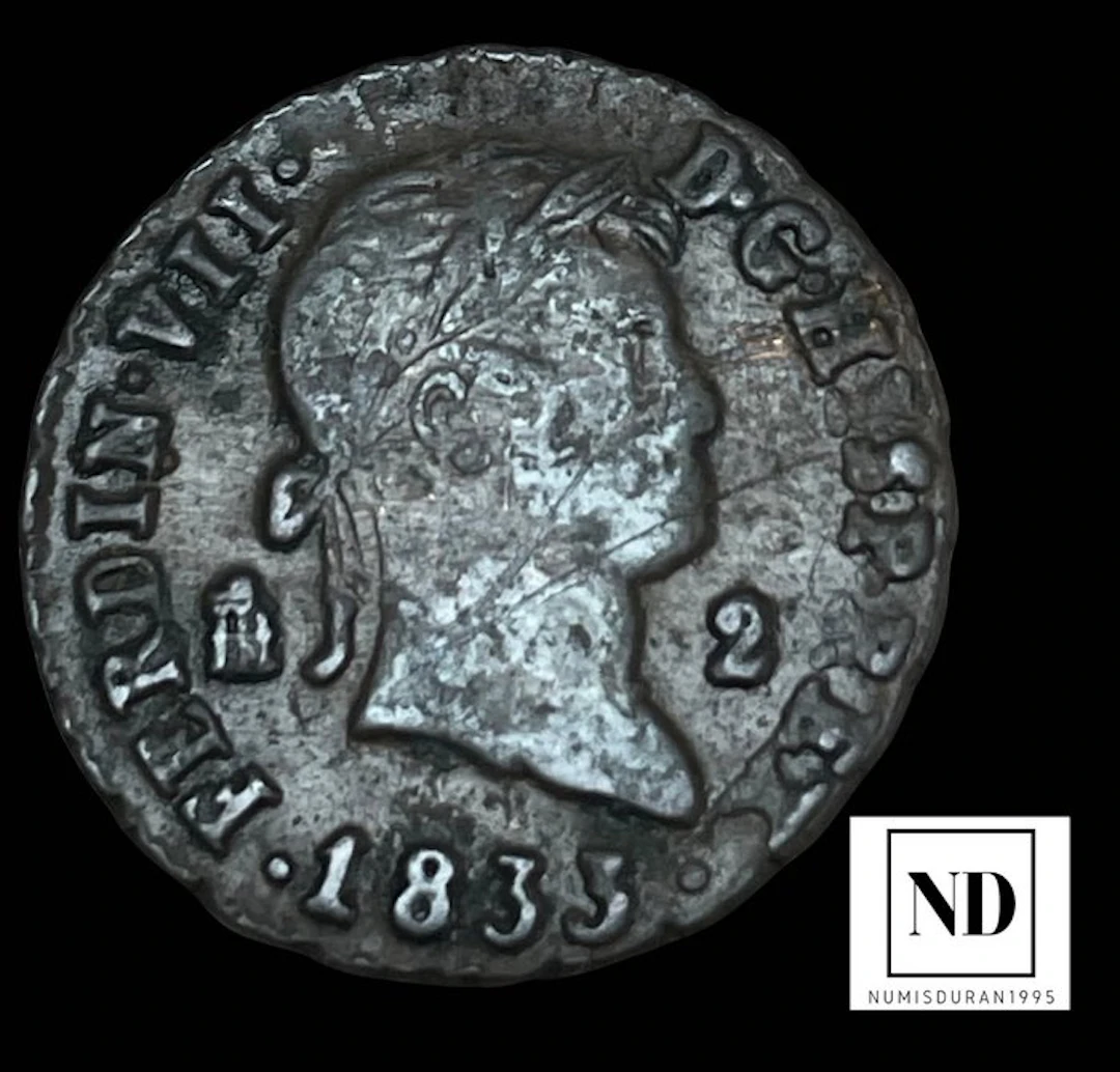 Spain. Fernando VII. 2 Maravedís 1833 - Segovia (No reserve price)