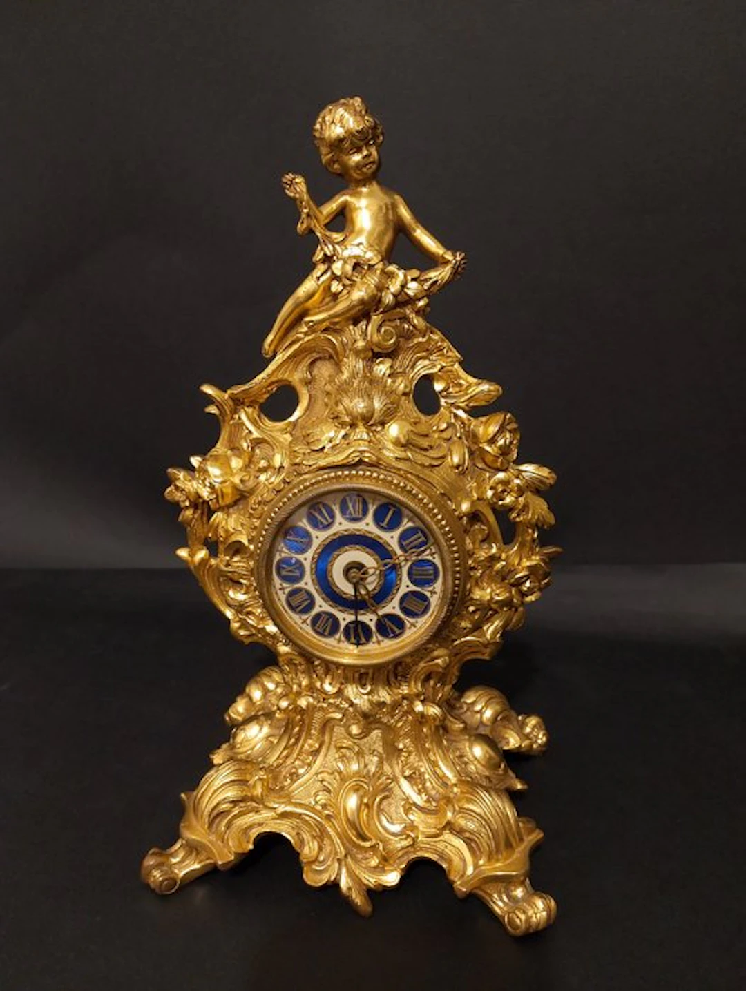 Console clock Louis XV Style - Gilt bronze - 1930-1940 - Rococo Style