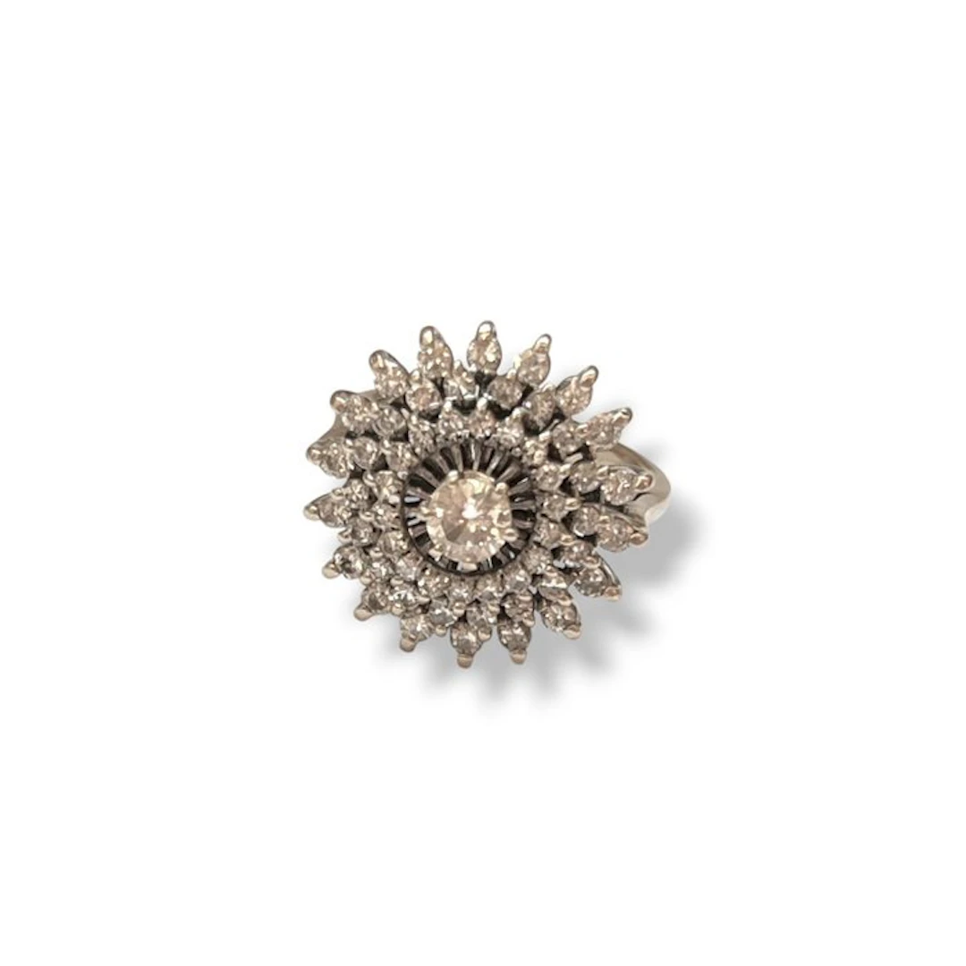 Cocktail ring - 18 kt. White gold - 1.40ct. tw. Diamond (Natural)