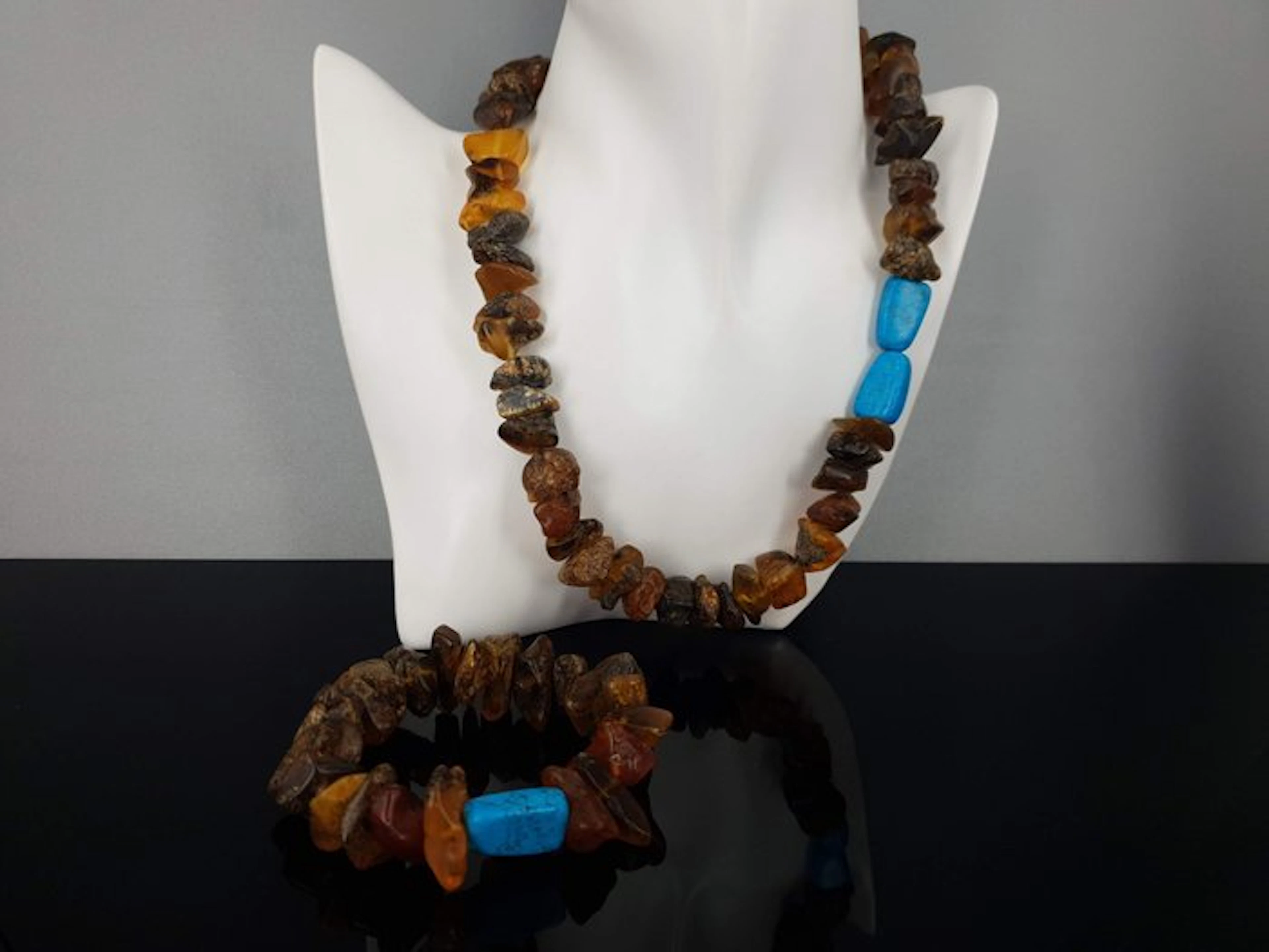 Silver, Natural Baltic Amber / Free Shipping - Bracelet