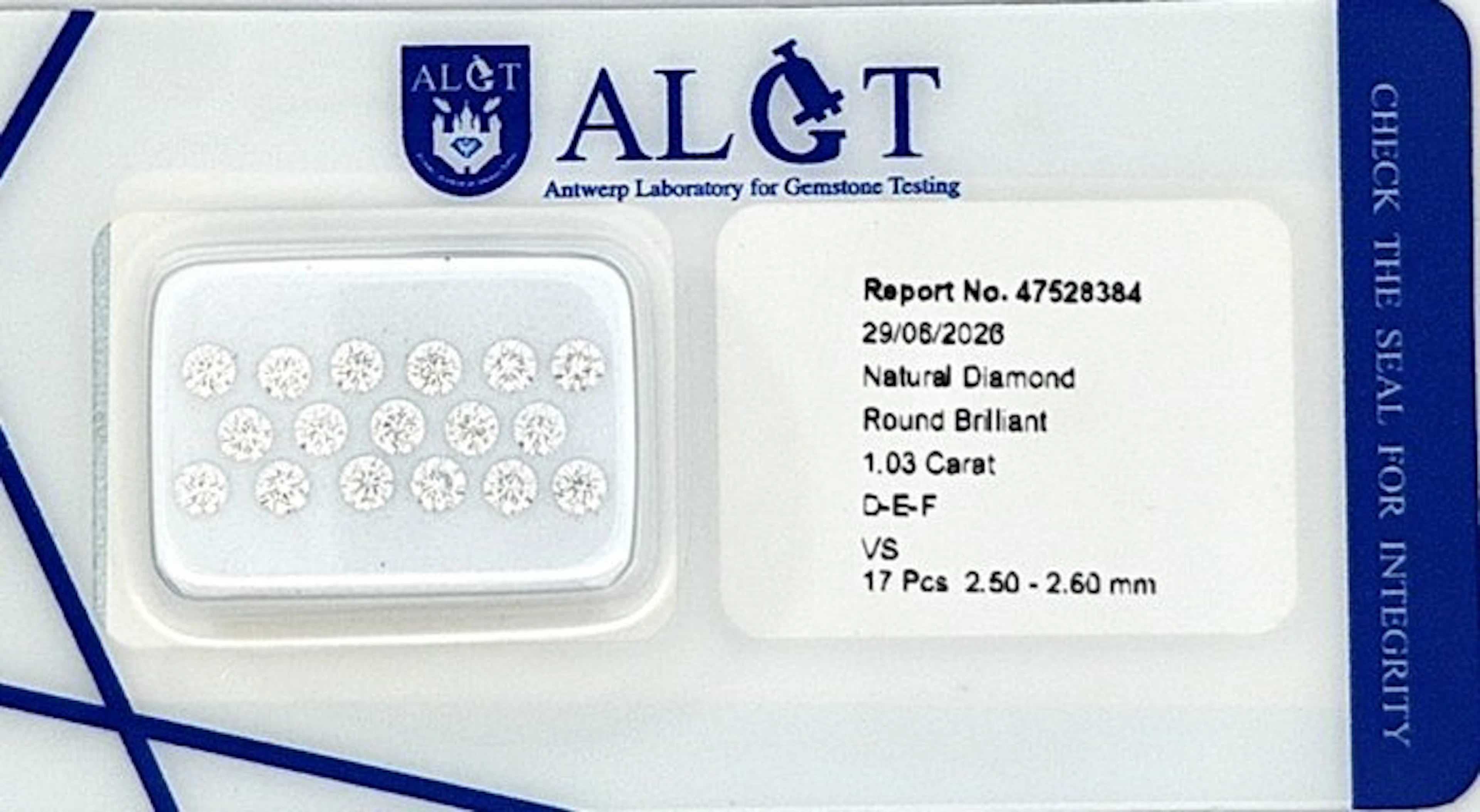 17 pcs Diamond (Natural) - 1.03 ct - Round - F