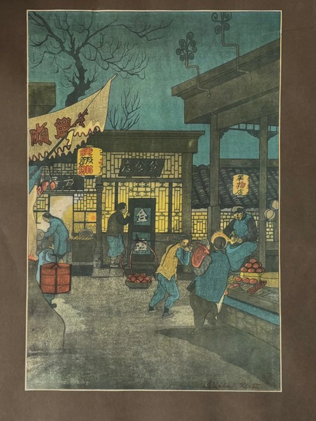 Night scene Peking een originele litho - Elizabeth Keith...