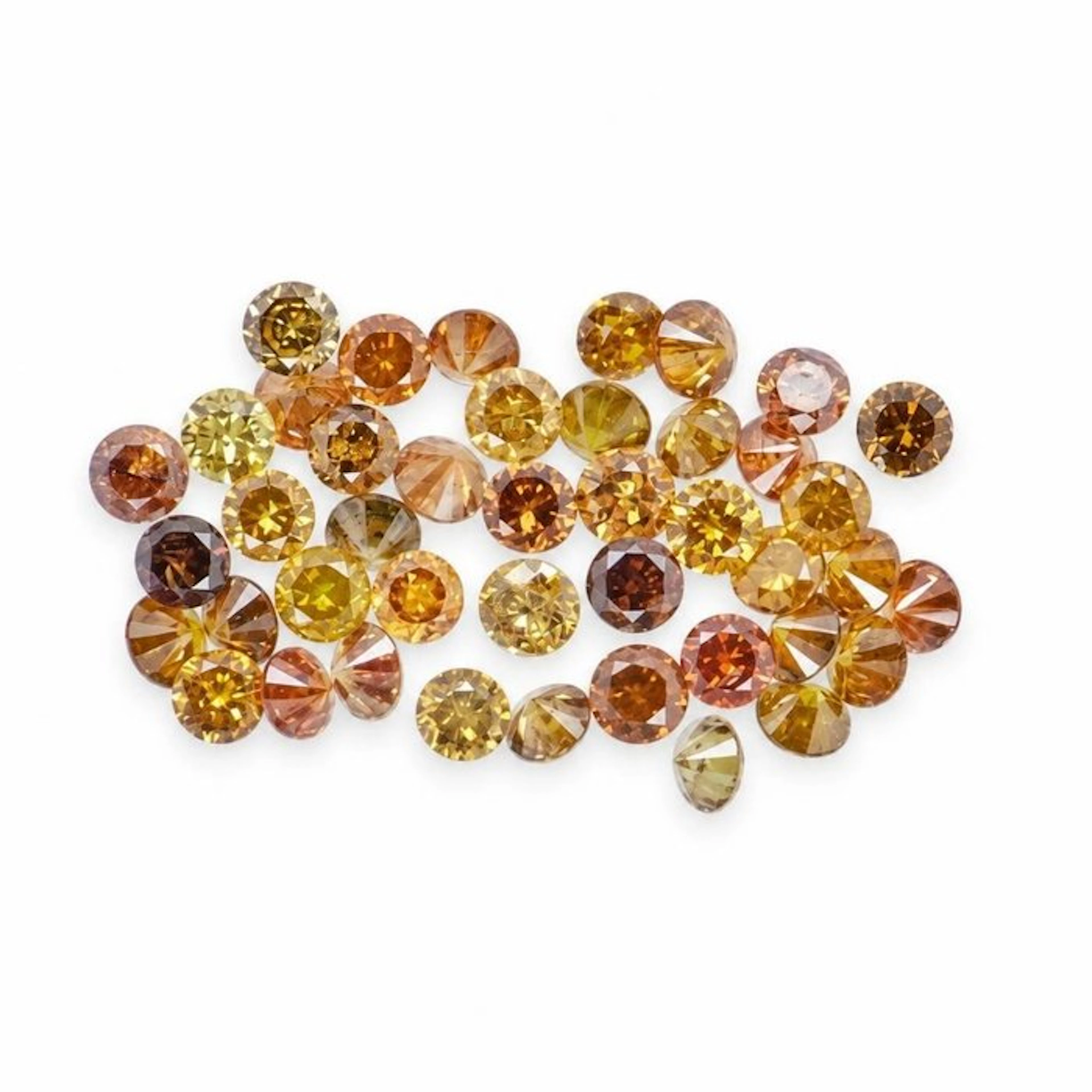No reserve price - 43 pcs Diamond (Natural coloured) - 1.00 ct - Round - Fancy