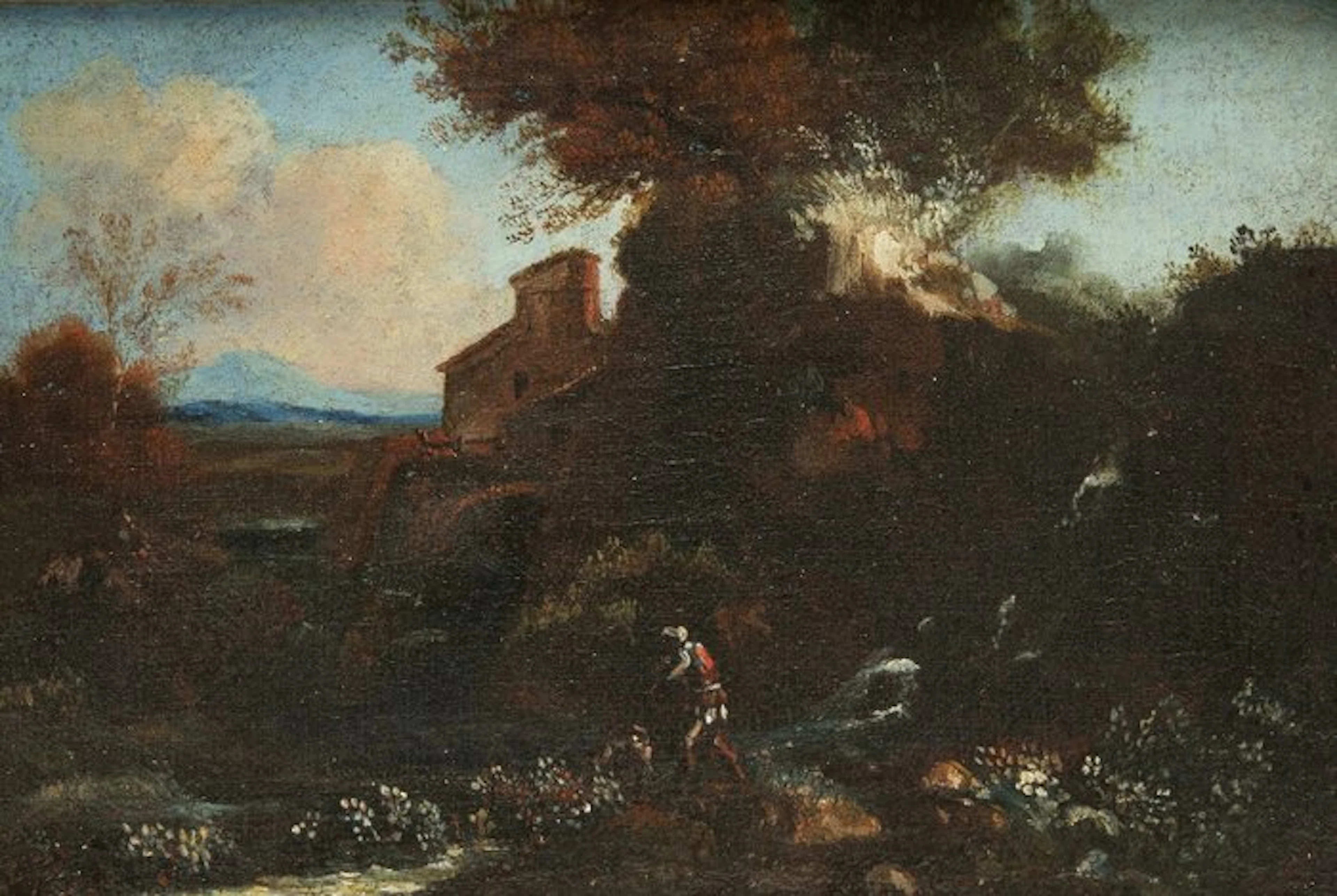 Jacob Isaakszoon Van Ruisdael (1628-1682), Circle of - Paesaggio con figure