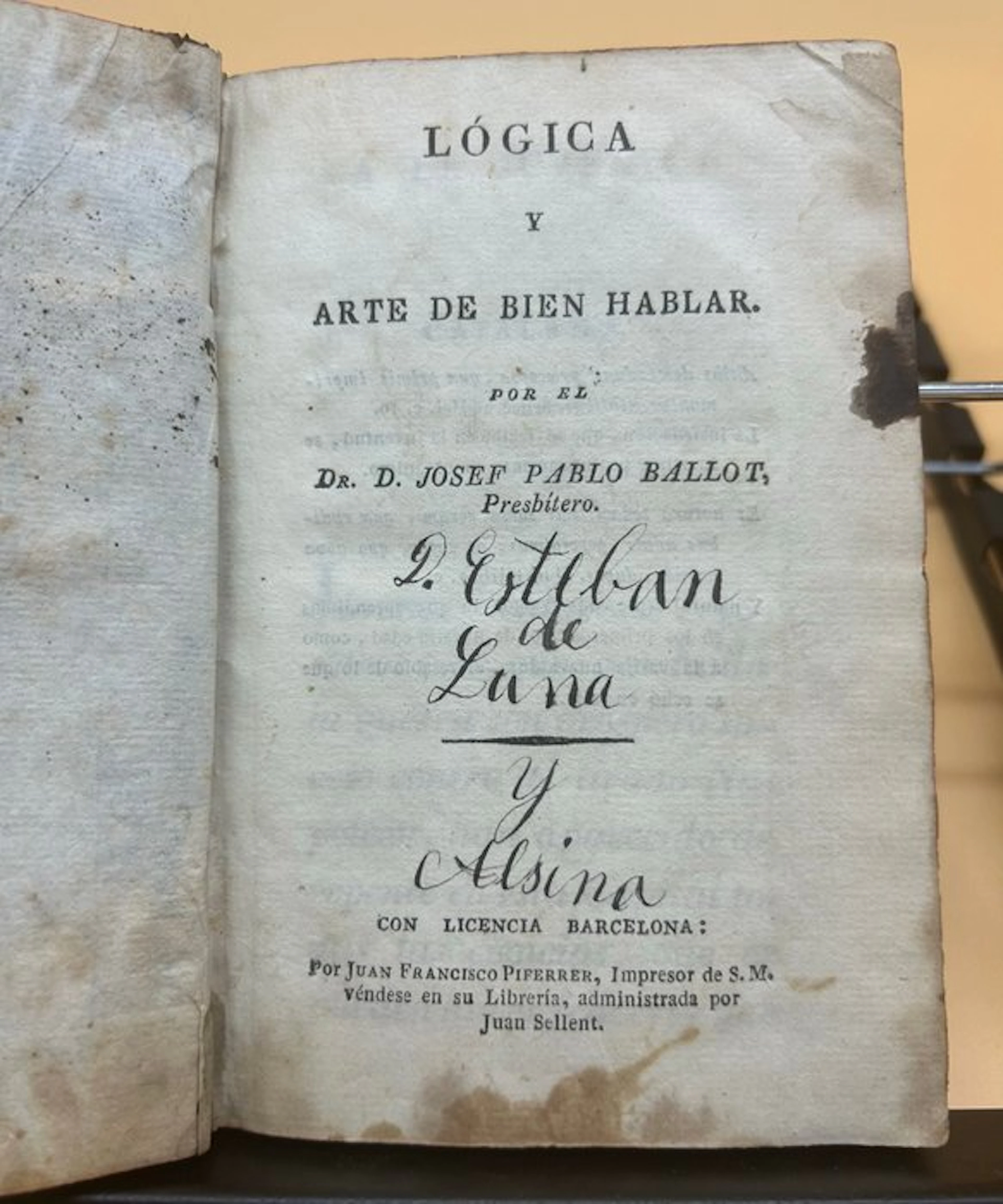 Jose Pablo Ballot y Torres - Lógica y arte de bien hablar - 1815
