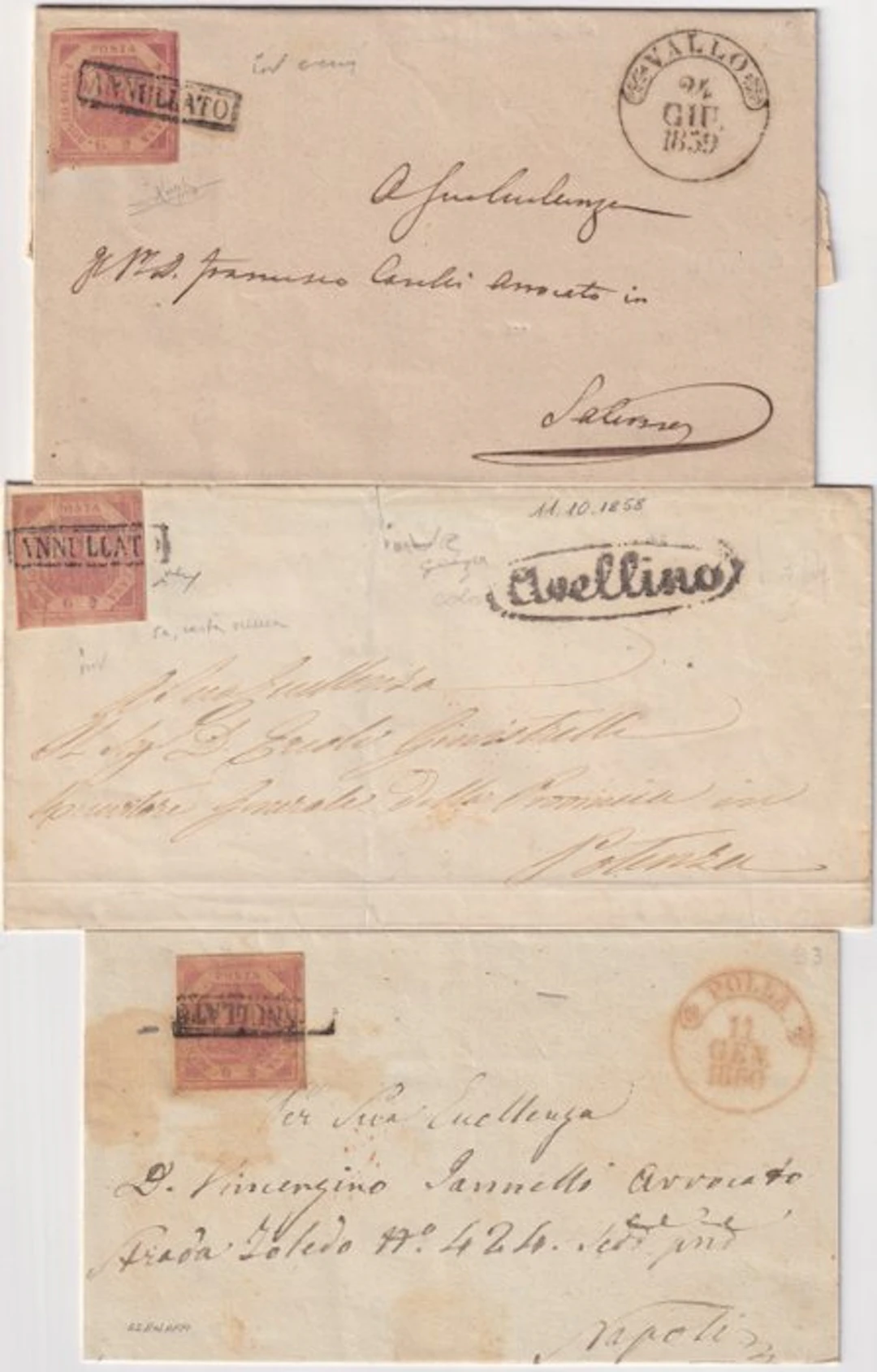 Italian Ancient States - Naples 1858/60 - 2 g on cream...