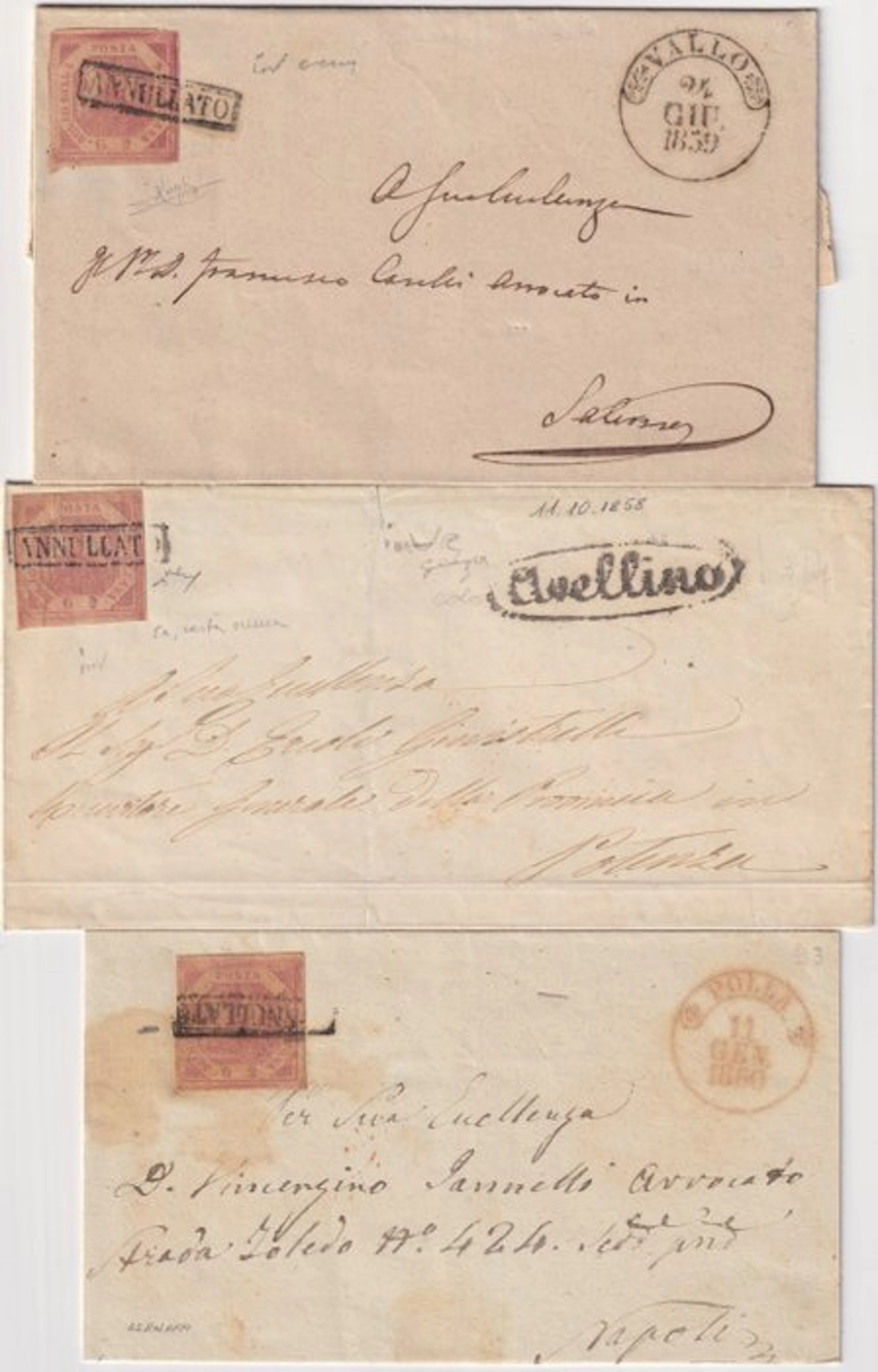 Italian Ancient States - Naples 1858/60 - 2 g on cream...