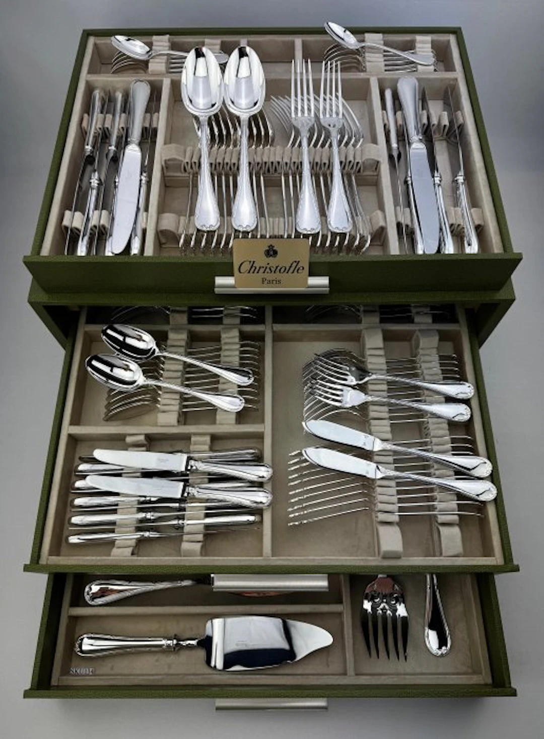 Christofle - Table service for 12 (126) - Ribbons - Silverplated
