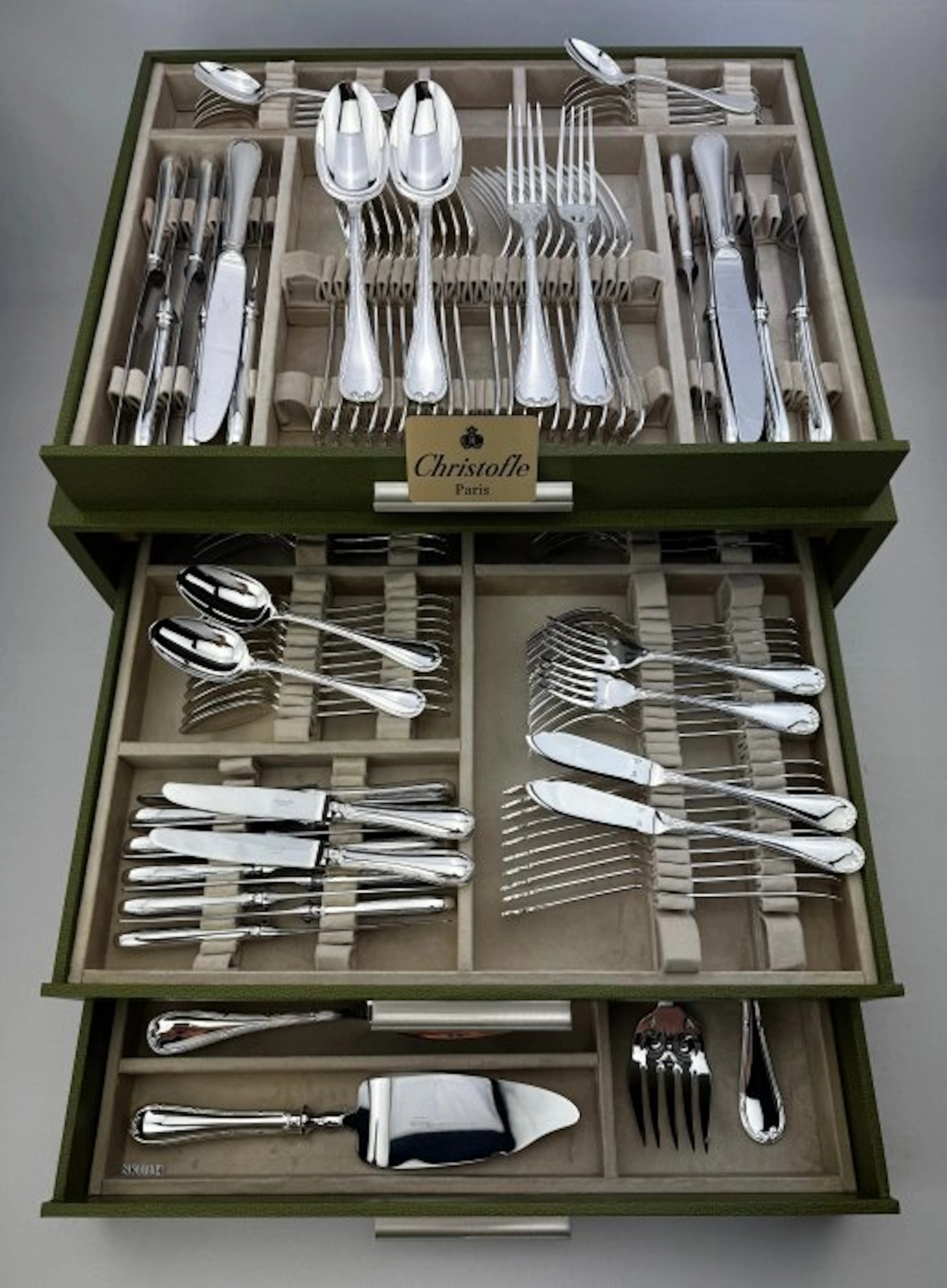 Christofle - Table service for 12 (126) - Ribbons - Silverplated