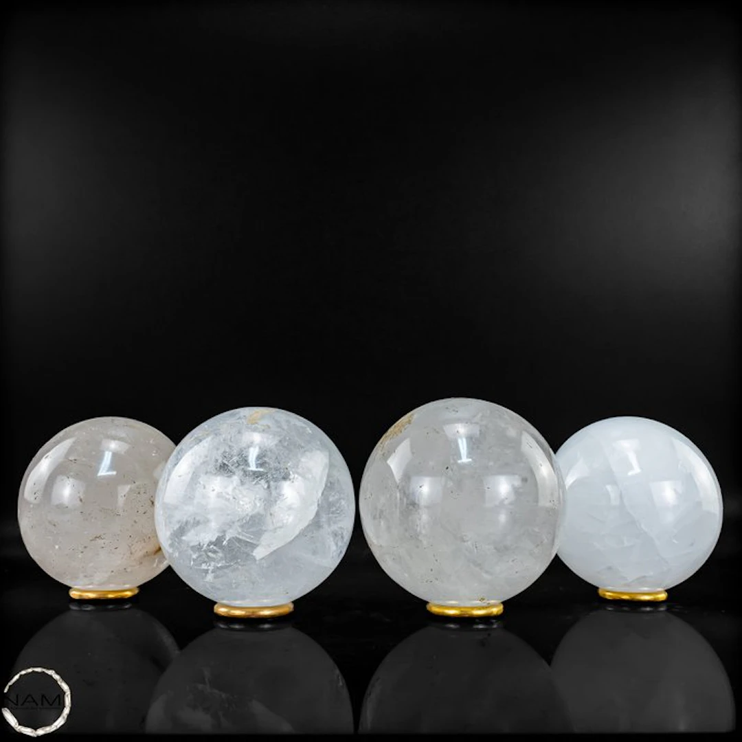 Quartz Ball Set – Four Hand-Polished Crystal Spheres from...