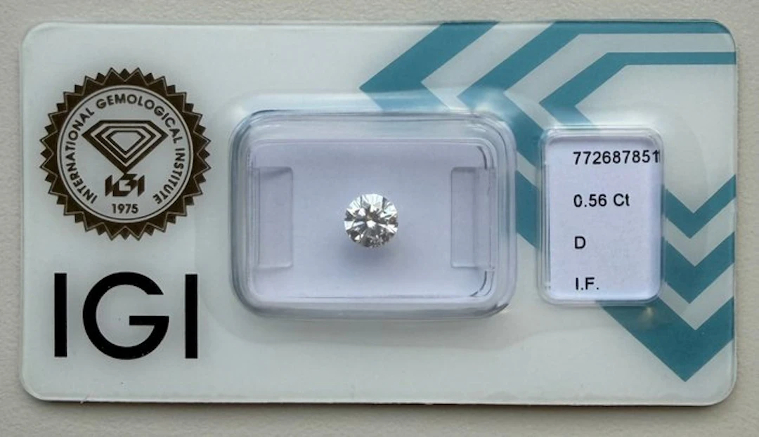 1 pcs Diamond (Natural) - 0.56 ct - Round - D...