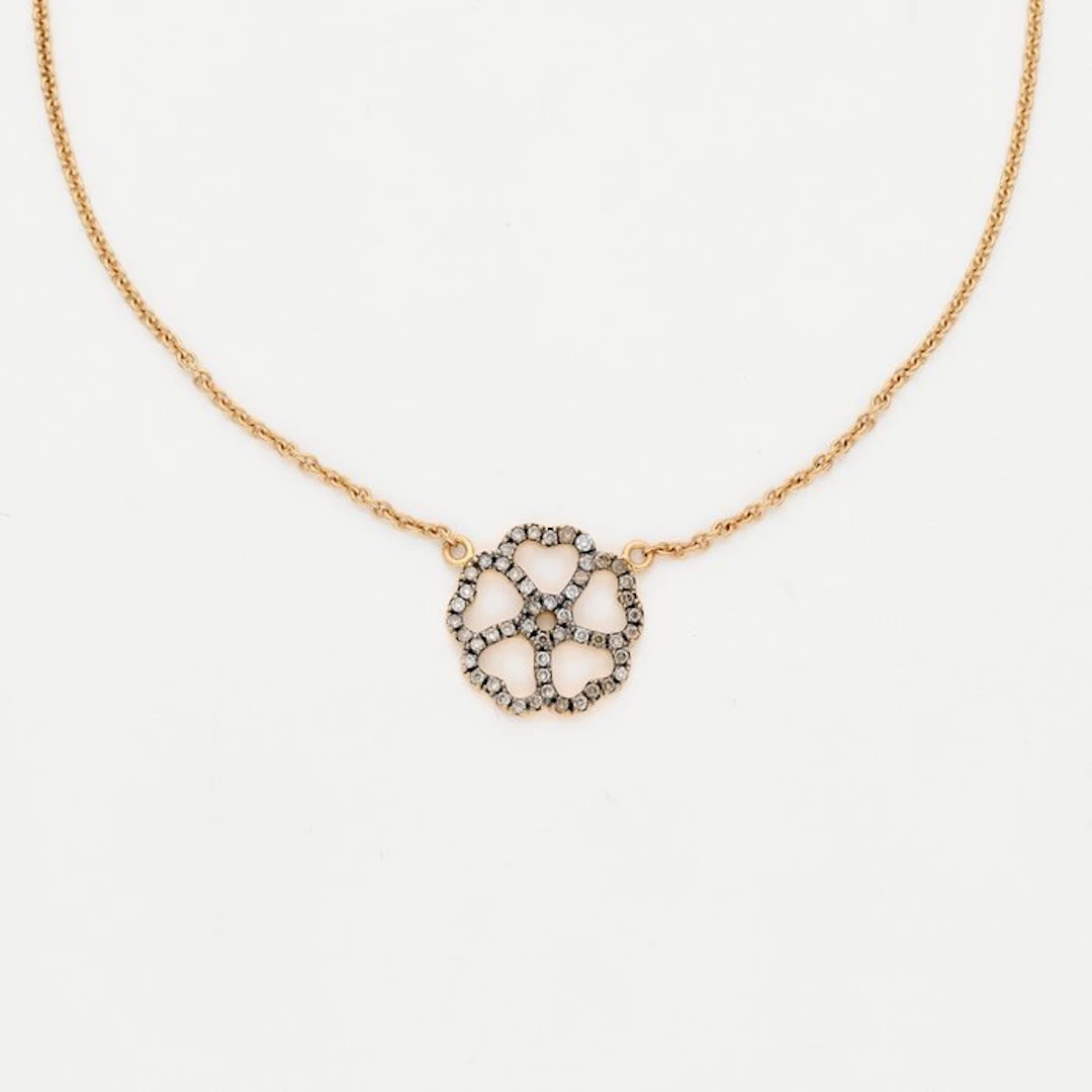 Necklace with pendant - 18 kt. Rose gold Diamond (Natural)