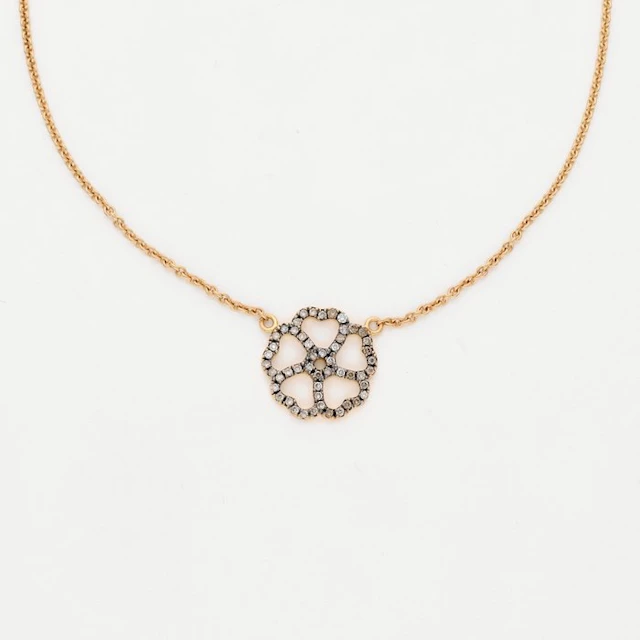 Necklace with pendant - 18 kt. Rose gold Diamond (Natural)