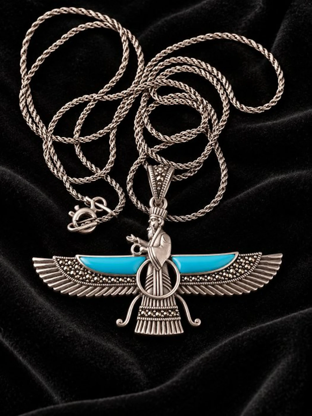 No reserve price - Necklace with pendant Silver Turquoise - 925 Starling Silver