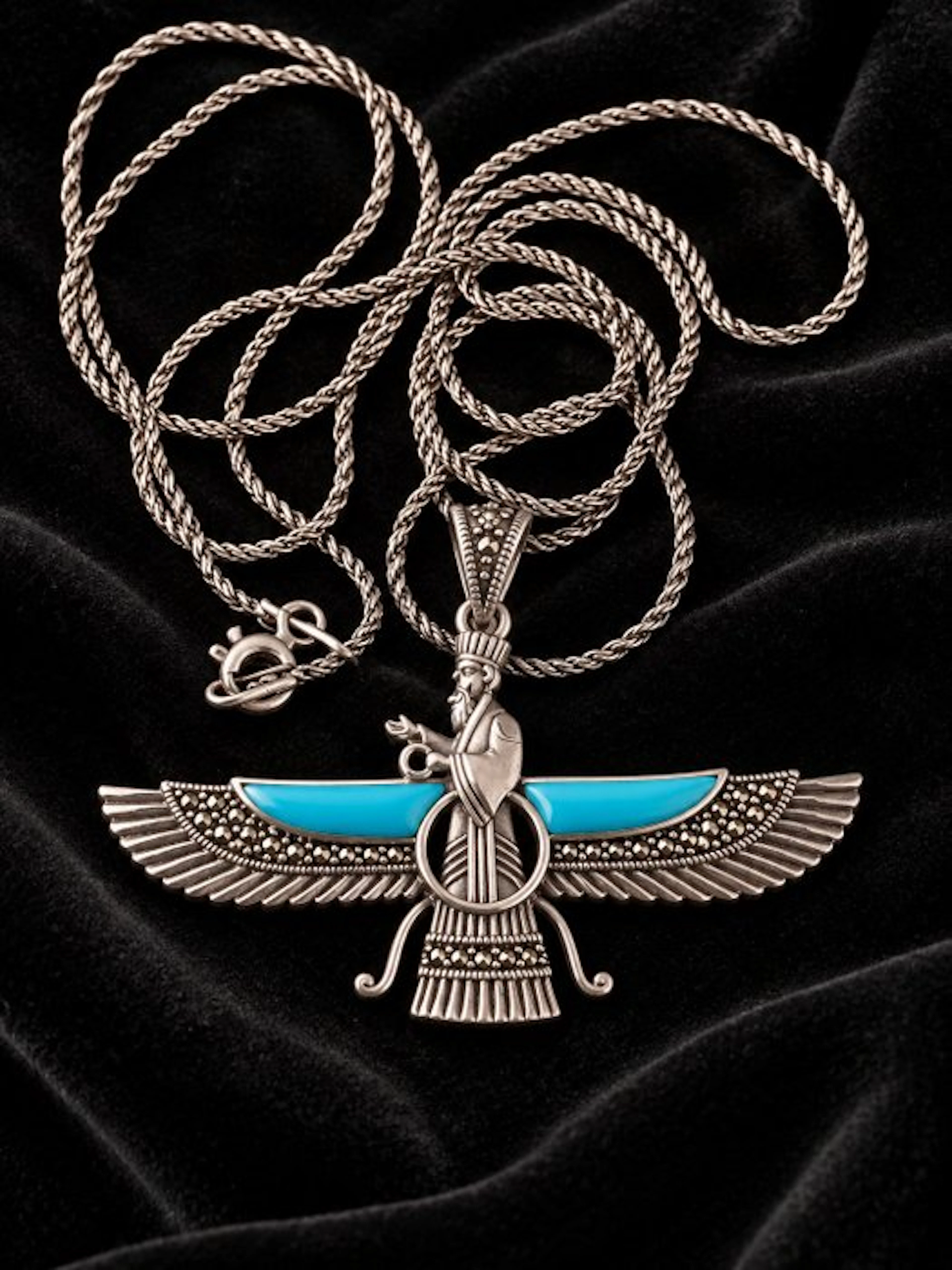 No reserve price - Necklace with pendant Silver Turquoise - 925 Starling Silver